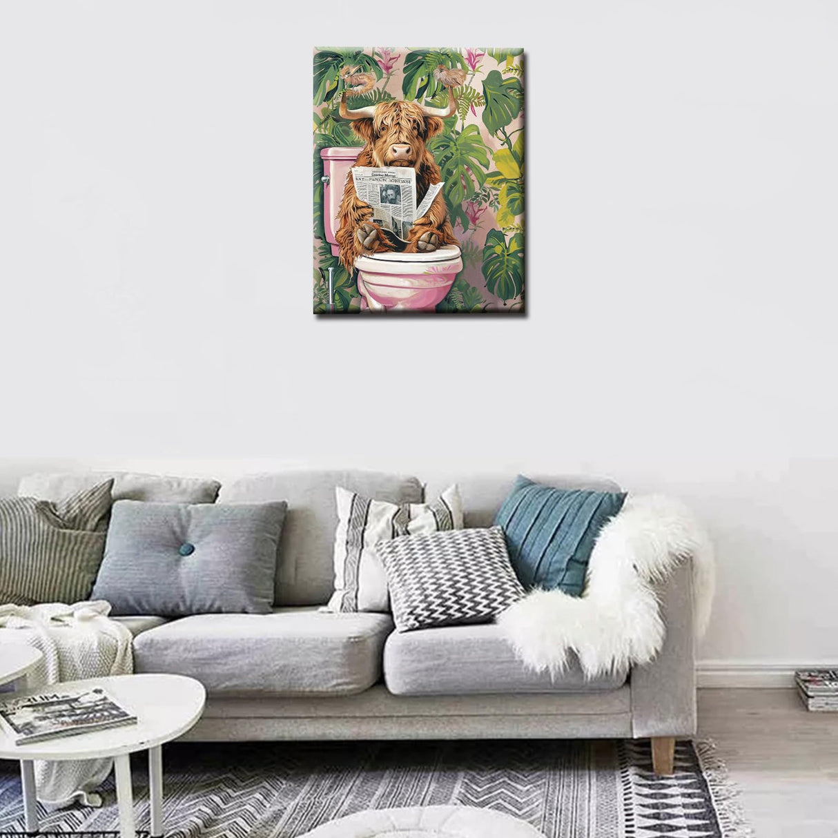 Tucocoo Rustic Animals Bathroom Paint by Numbers DIY Acrylic Paint by Numbers Kits for Adults Funny Highland Cow Bathroom Paintings Picture Arts Craft for Home Wall Art Decor16x20Inch Frameless Tucocoo