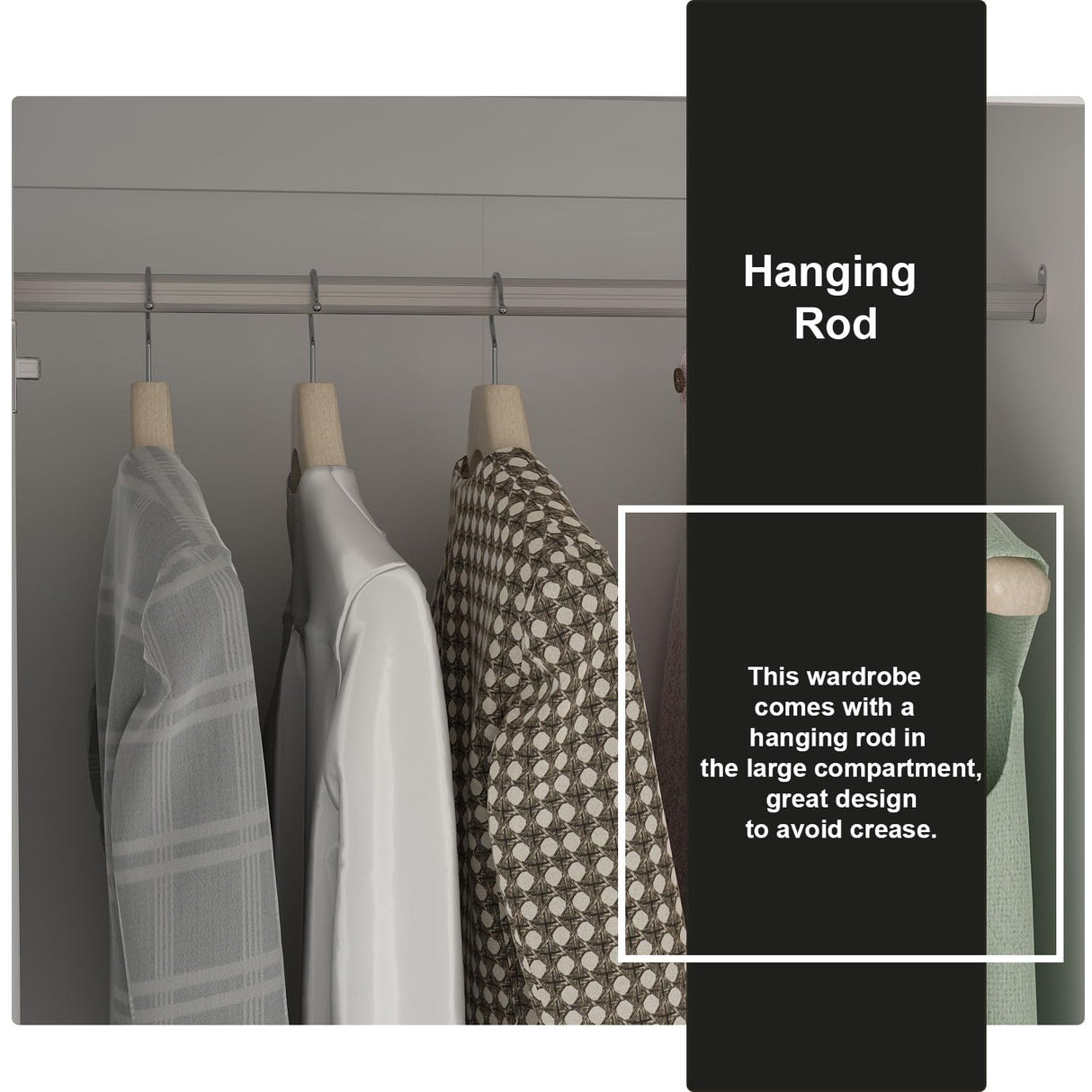 AIEGLE Modern 3-Door Armoire Wardrobe Closet with Drawers, White - 20.6"D x 47.2"W x 74.2"H AIEGLE