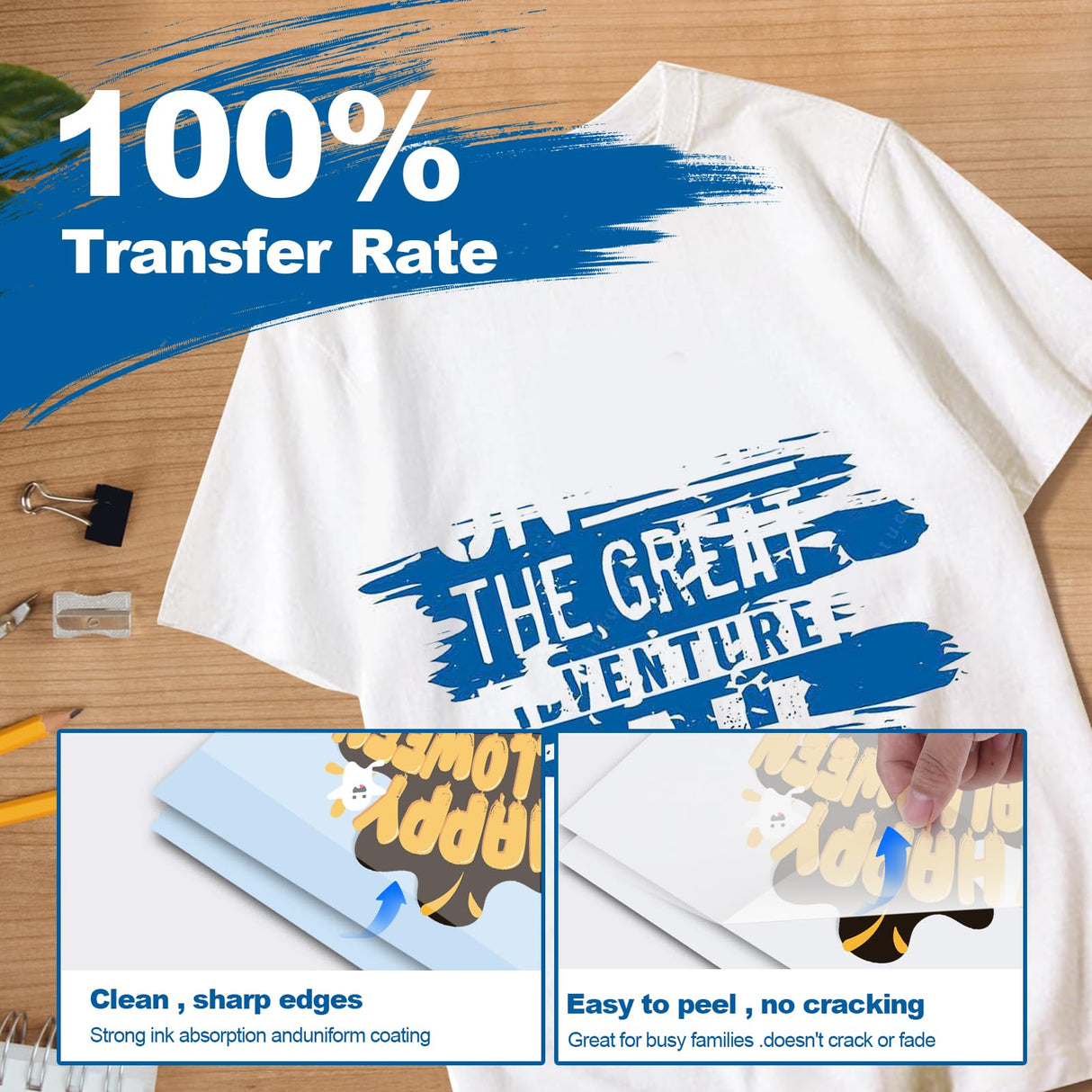 DTF Transfer Film Powder Kit, All-in-One DTF Sublimation for Starter- 30 Sheets Direct to Film Transfer Paper & 8.8oz White Digital Hot Melt Adhesive DTF Powder for All Color Fabrics FugaCity