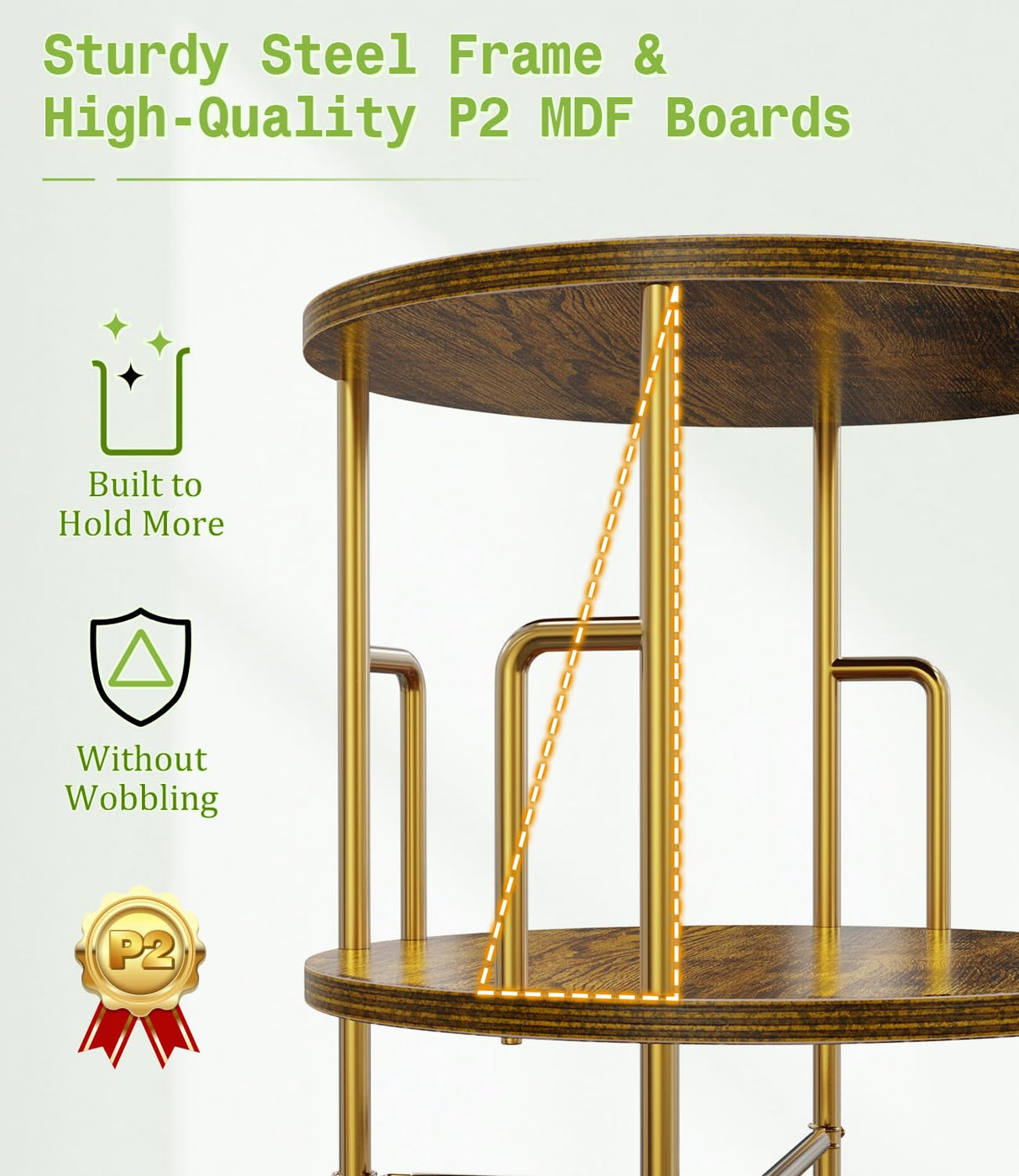 6 Tier Rotating Bookshelf Tower Round,74” Tall Spinning Bookshelf Tower Anti-Tipping Design,Metal & Wood Standing Revolving Bookcase Stackable Space Saving for Small Spaces,Study,Living Room,Bedroom Amzeth