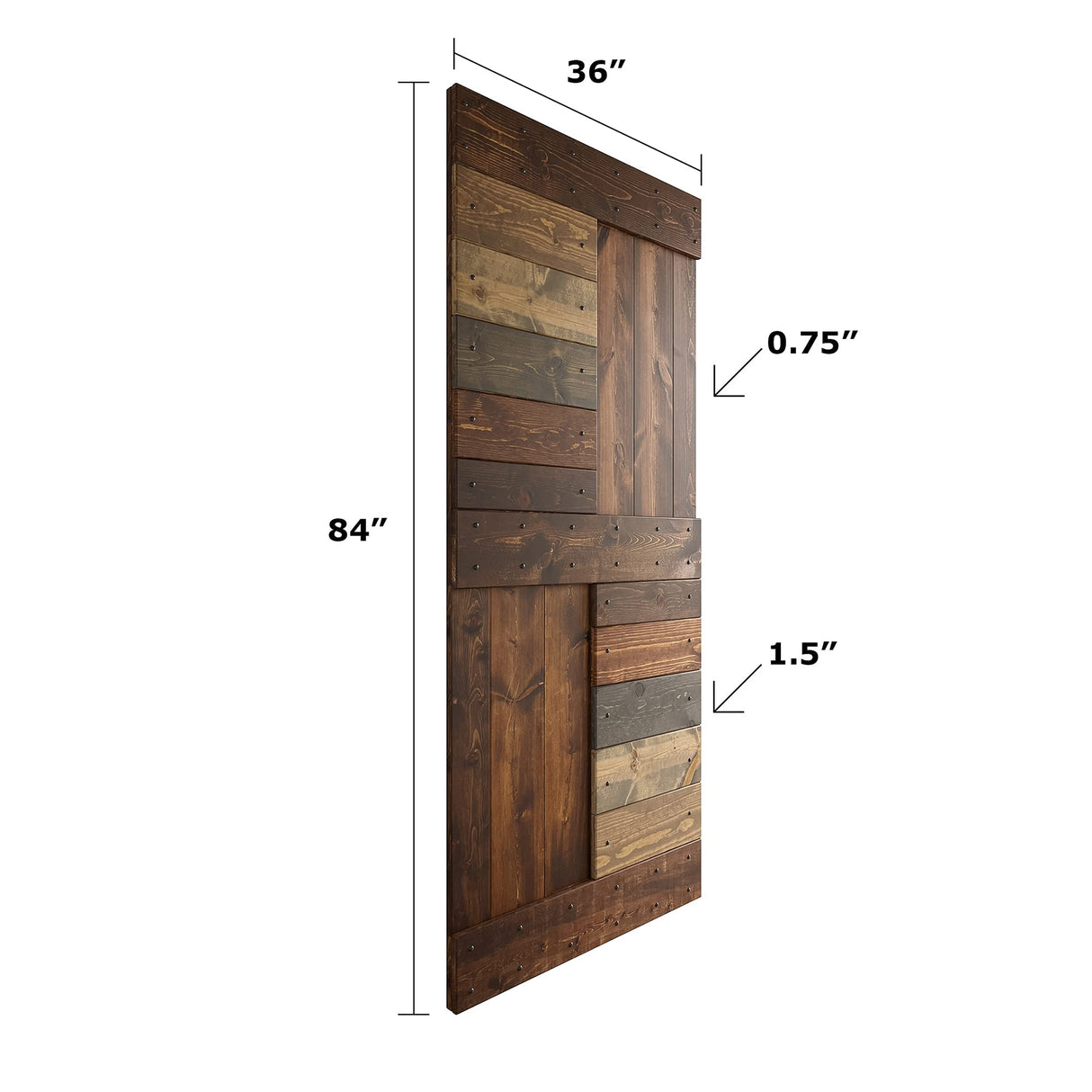 COAST SEQUOIA 36 in. x 84 in. S-Series Finish Knotty Pine Wood Sliding Barn Door with Hardware Kit (Muti-Color), 36*84 COAST SEQUOIA