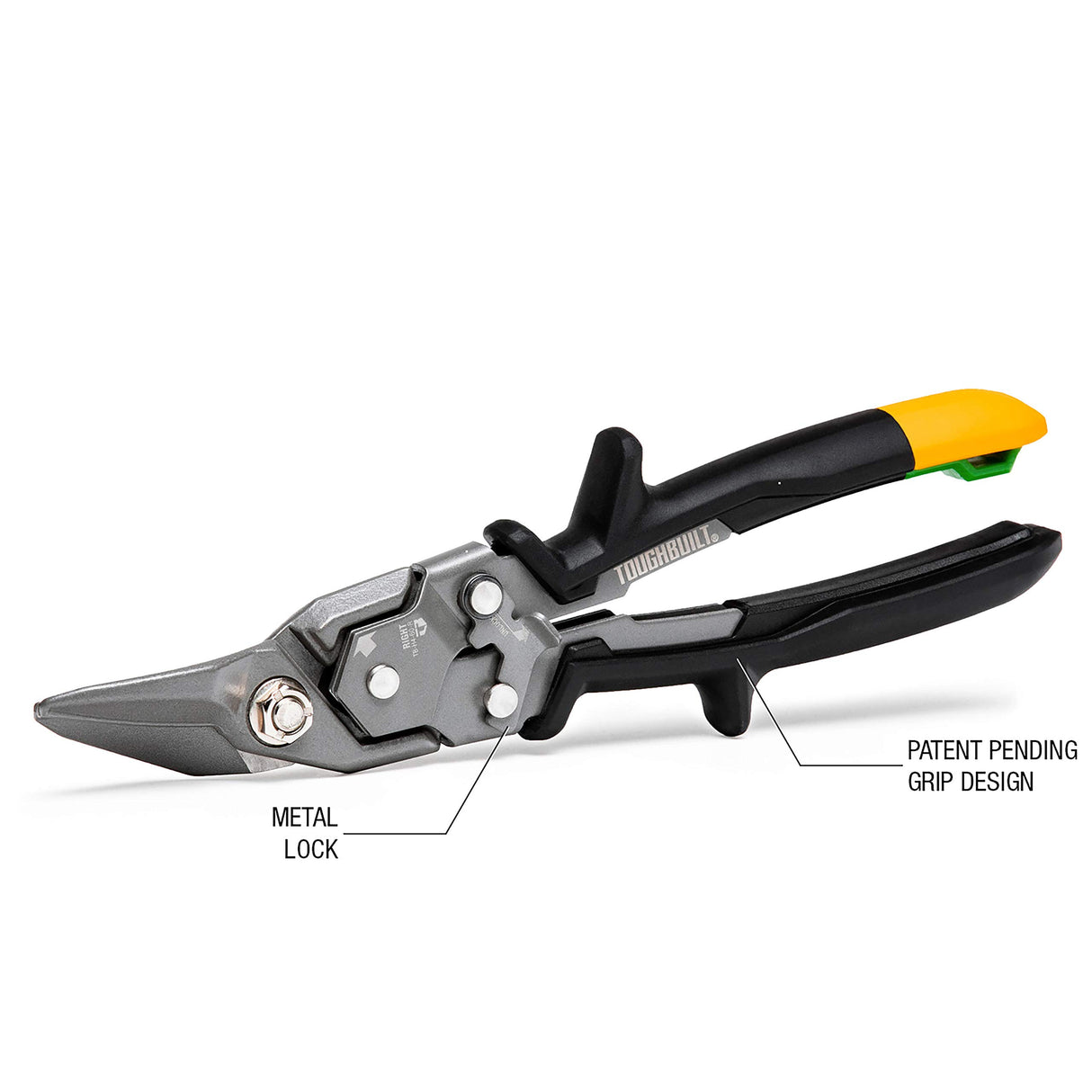 ToughBuilt - Right Cut Aviation Snips - One Handed Lock Operation - (TB-H4-60-R) ToughBuilt