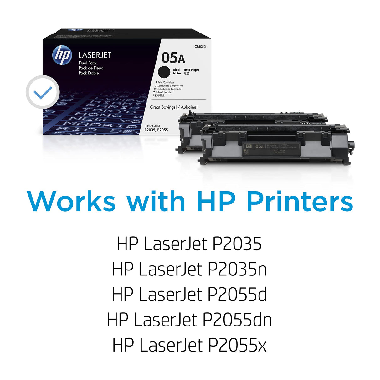 HP 05A Black Toner Cartridge | Works with HP LaserJet P2035, P2055 Series | CE505A HP
