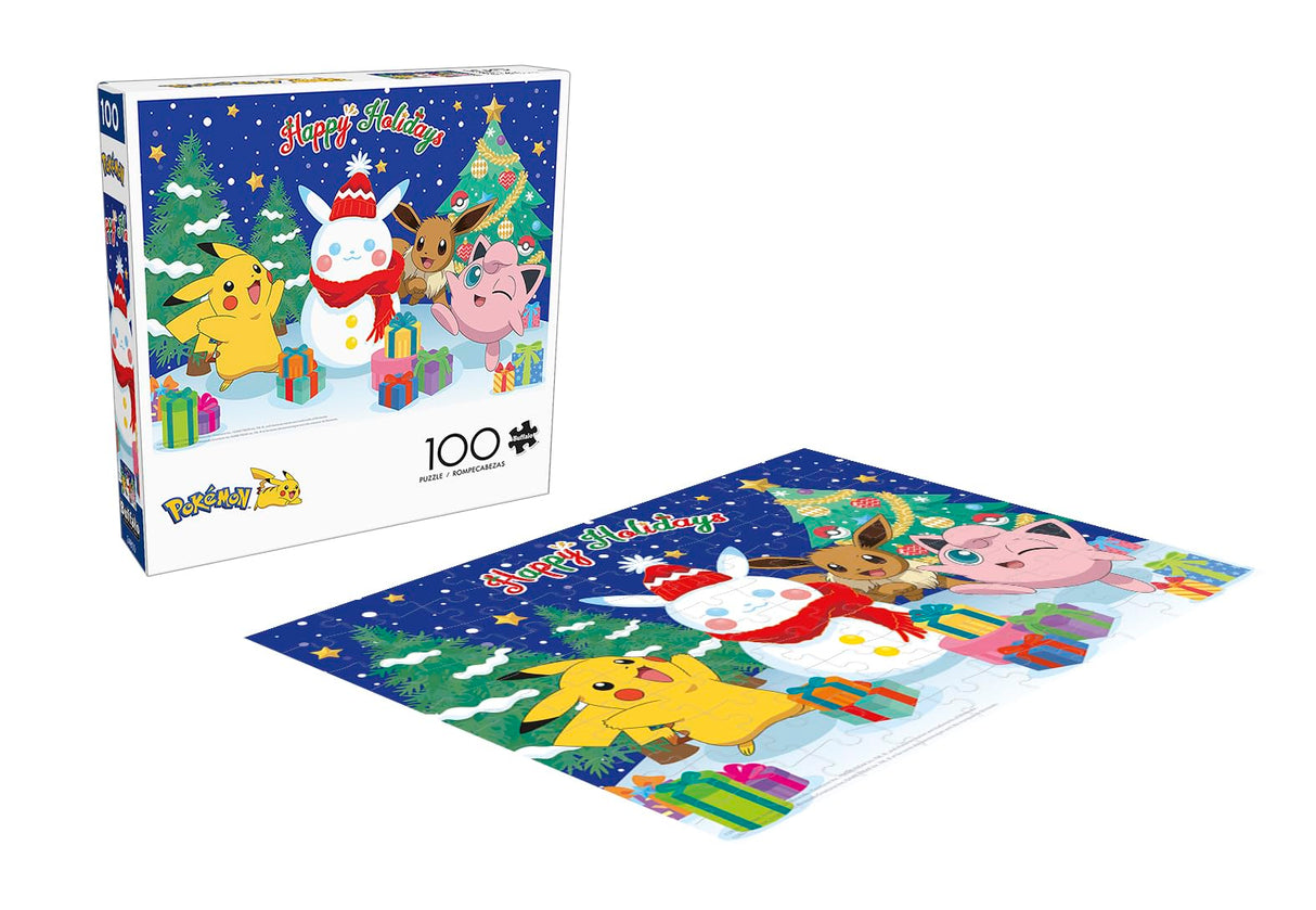 Buffalo Games - Pokemon- Pikachu Snowman - 100 Piece Jigsaw Puzzle for Families -Challenging Puzzle Perfect for Game Nights - Finished Size is 15.00 x 11.00 Buffalo Games