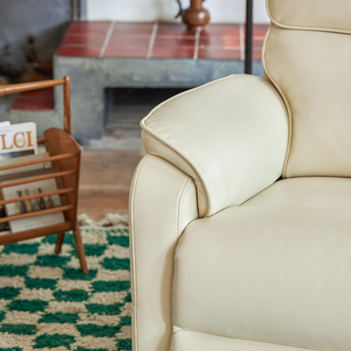 DYNOX 350 LBS Power Lift Recliner Chair for Elderly, Medium Size Dual Motor Lay Flat Infinite Positions Recliner with Heat & Massage(9188,Faux Leather,Cream) DYNOX