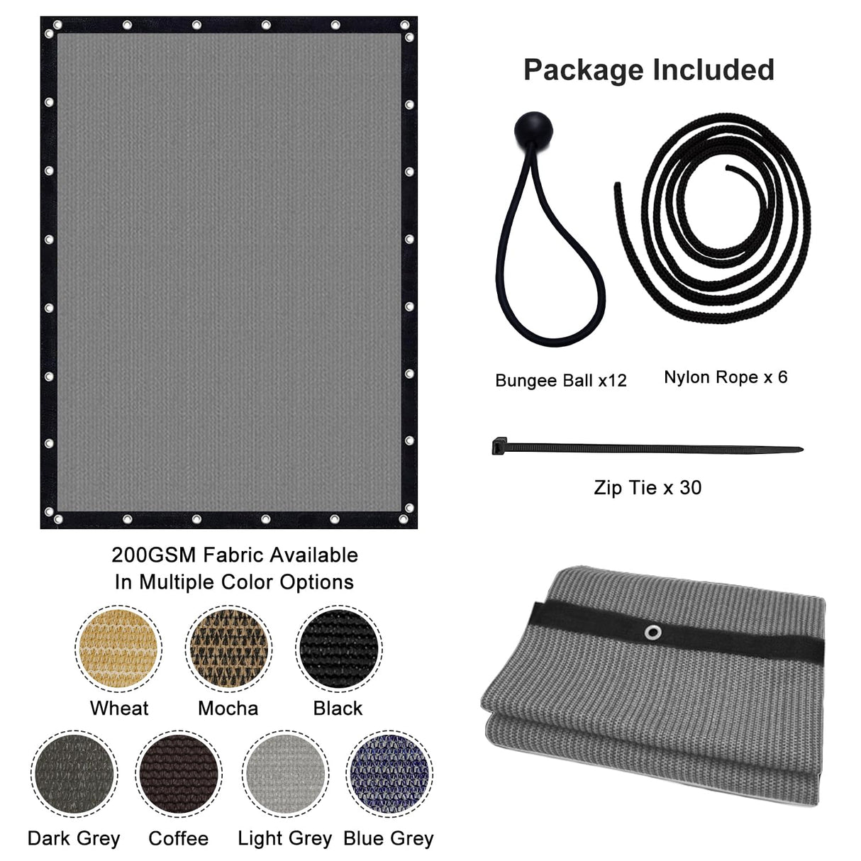 Artpuch Pergola Shade Cover with Grommets 8x10 FT 90% UV Block Outdoor Sun Shade Cloth Privacy Screen for Patio (Customized Available) Light Grey Artpuch