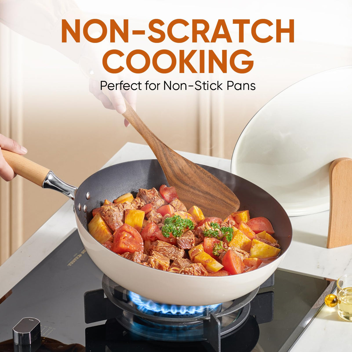 XMYYX 6 Piece Wooden Spoons for Cooking,Smooth Finish Teak Wooden Utensils for Cooking, Comfort-Grip Wood Spoons for Cooking, Non-Stick Wooden Cooking Utensils,Teak Wooden Spoon Sets (6 PCS Large) XMYYX