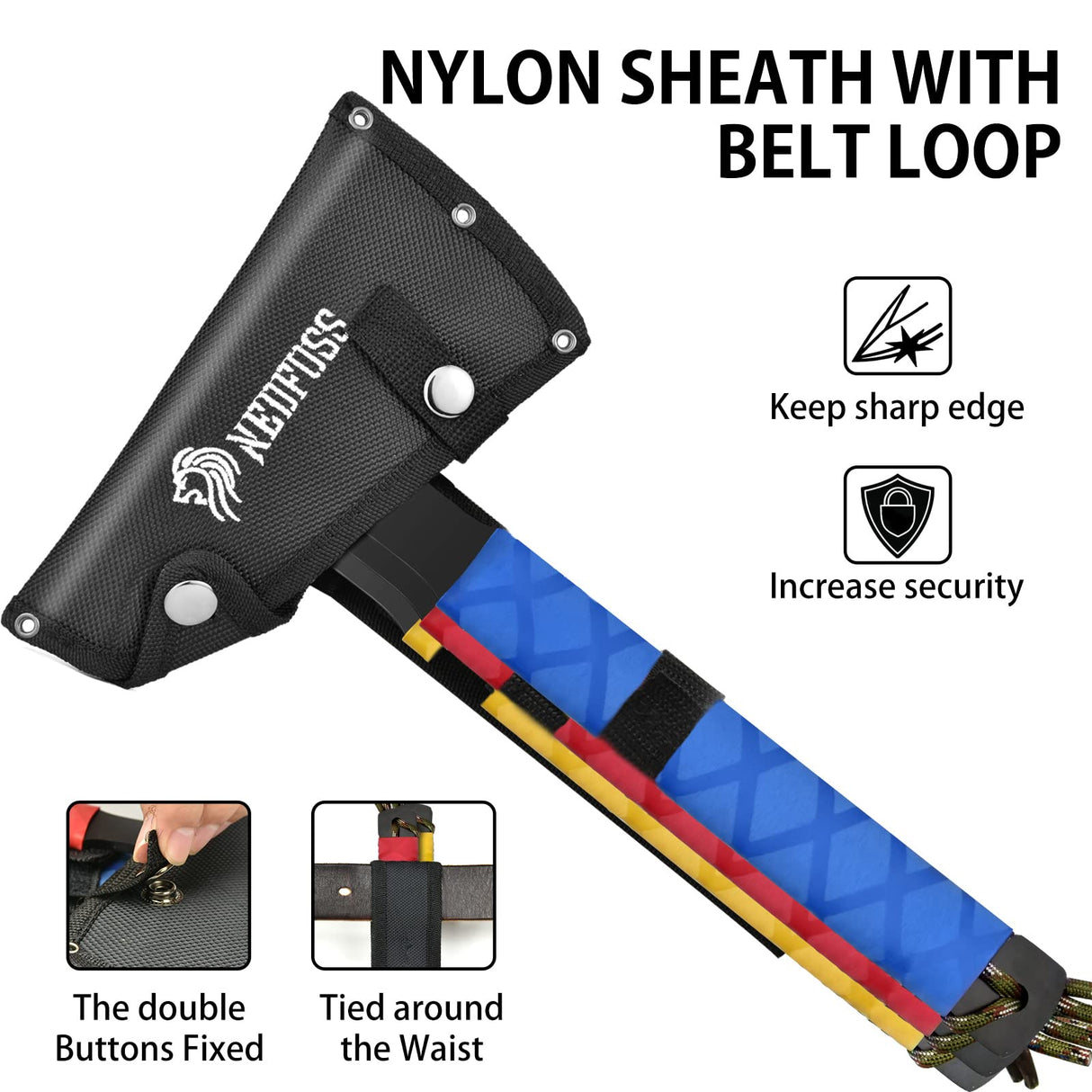 NedFoss Throwing Axes and Tomahawks, Throwing Axe Pack of 3, 11" Full Tang Throwing Axes Set with 3.14 Inch Blades, Tomahawk Axe with Nylon Sheath for Axe Throwing Game, Recreation and Competition NedFoss