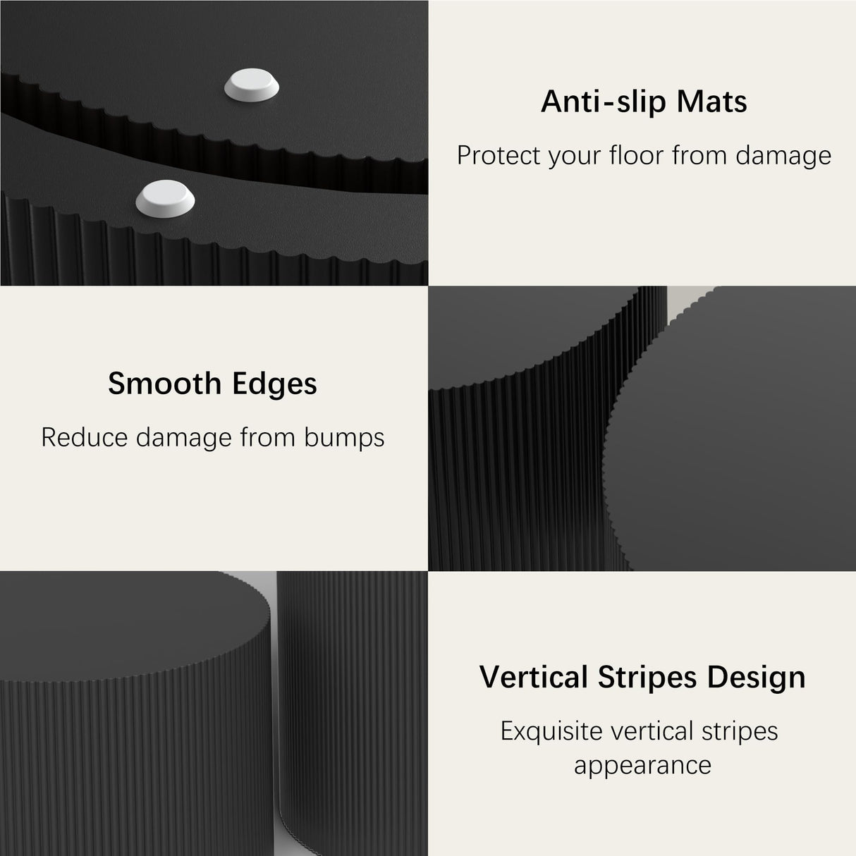 Furnivado Black Round Coffee Table Set of 2, Modern Wooden Nesting Coffee Tables for Living Room, No Assembly Required Circle Side Tables Set Accent End Table for Bedroom, Balcony Furnivado