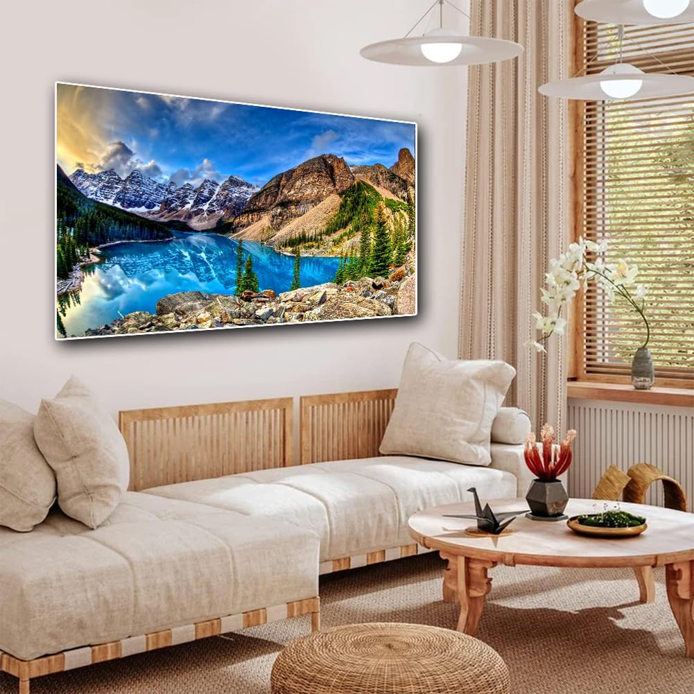 2 Pack Diamond Painting Kits,Large 5D DIY Mountain Lake Diamond Painting Kits for Adults,DIY Full Drill Crystal Rhinestone Arts and Crafts,Gem Art Painting with Diamond Home Wall Decor (28X16inch) OFRKE