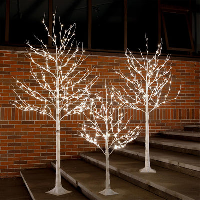 Tybeeu Lighted Birch Tree Set 4ft, 6ft and 8ft with Warm White LED Lights for Holiday Decor - Realistic Design, UL Certified, Dimmable, Waterproof - Ideal for Indoor and Outdoor Decoration