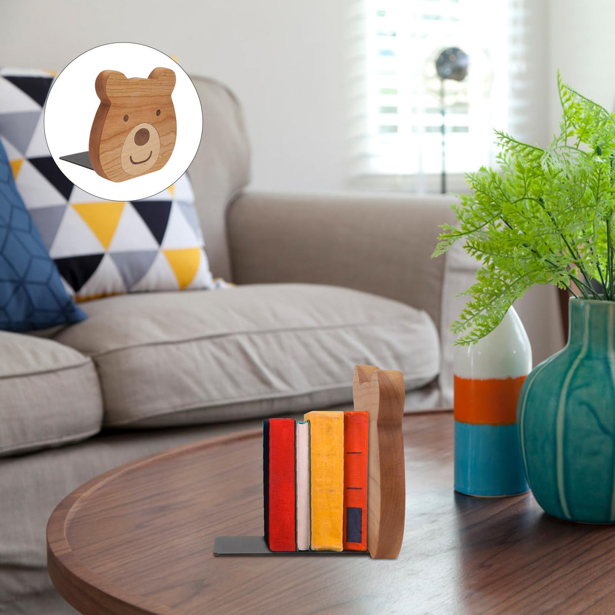 2PCS Animal Bear Modeling Bookends Metal Iron Bookends Book Holding Stands Cabin Decorative Farmhouse Rustic Bookshelf Decor Tabletop Shelves Nonskid Book Stoppers Cabilock