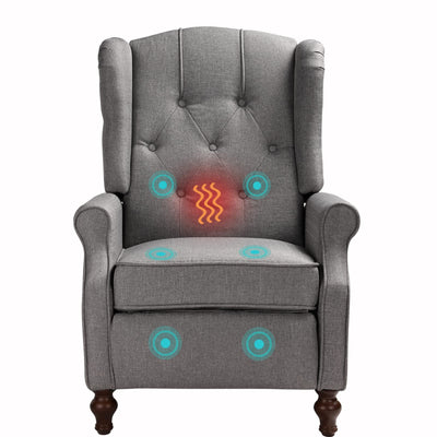 SAMERY Wingback Recliner Chair with Massage and Heat- Accent Chair Push Back Chair for Living Room Bedroom, Tufted Comfy Reclining Arm Chair Sofa, Reading, Napping