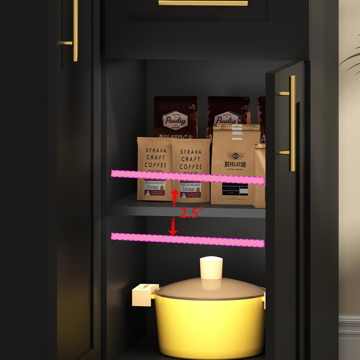 Vrmuxita Black Kitchen Pantry with Countertop: 71" Tall Kitchen Pantry Hutch Cabinet with Storage, Cabinet Hutch with Lights Outlets, Large Wood Food Cabinets (Black) Vrmuxita