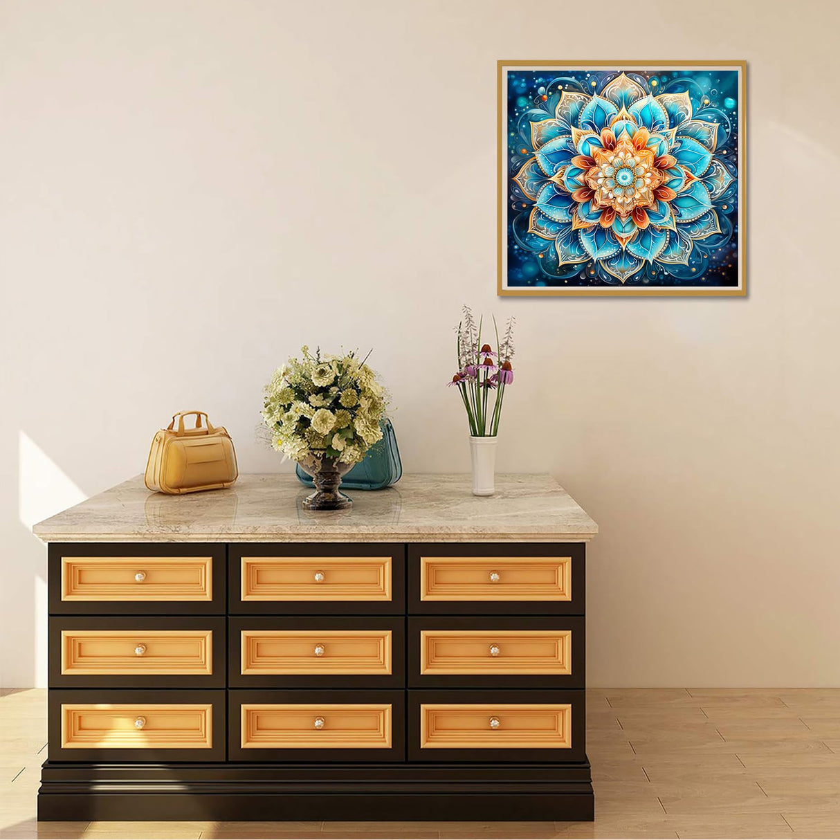 Reofrey DIY Diamond Art Kits for Adults Mandala Flower, Flower Full Drill Round Rhinestone Diamond Painting Kits, Cross Stitch Embroidery for Crafts (40x40 cm/ 16x16 inch) Reofrey