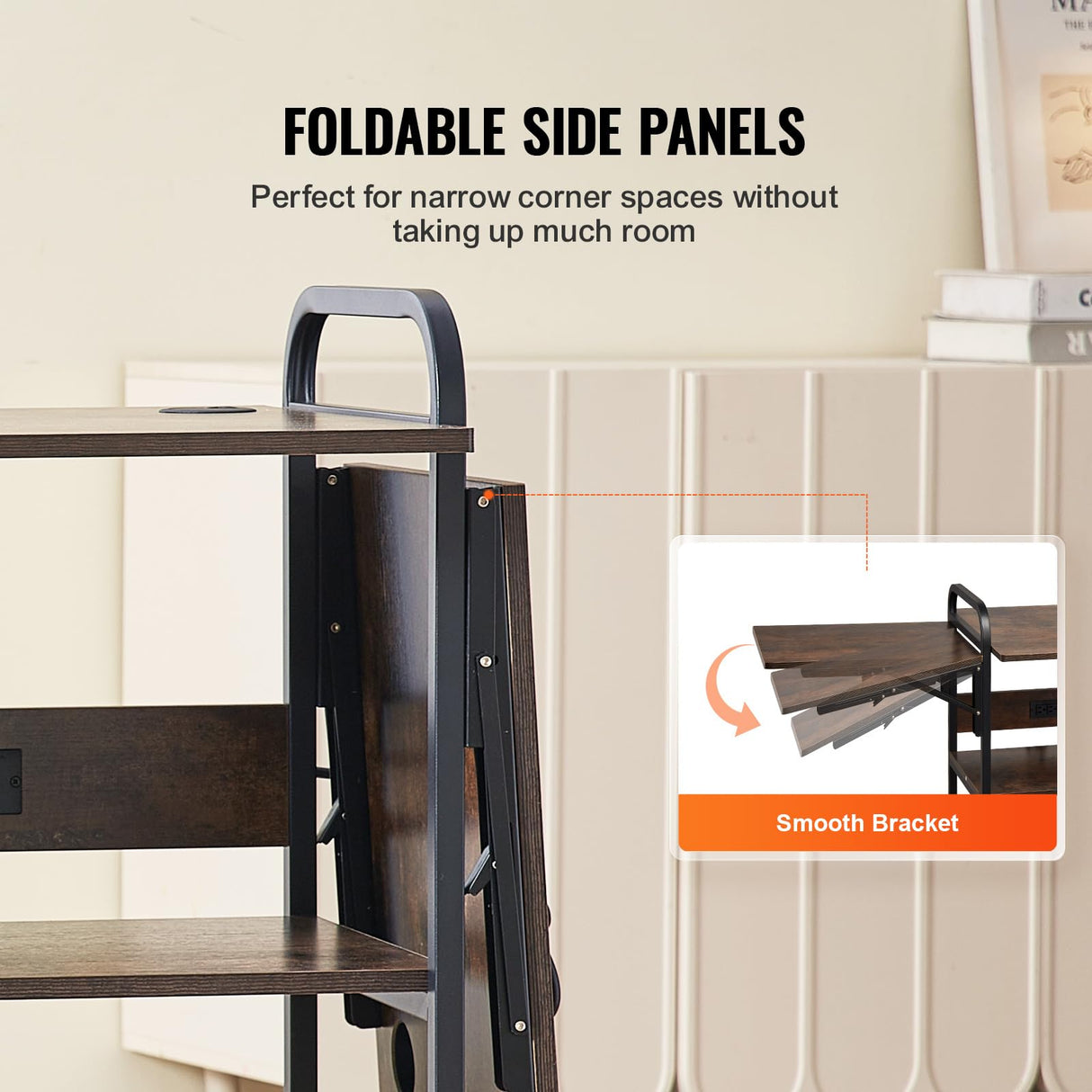 VEVOR 3 Tier Movable Heat Press Table with Charging Station, Foldable Heat Press Stand with Vinyl Roll Holder, Heavy Duty Rolling Metal Workbench for DIY Sublimation Transfer Machine and Printer VEVOR