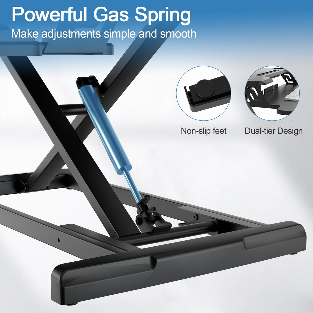 JYLH JOYSEEKER Standing Desk Converter 32 inch, Height Adjustable Sit Stand Desk Riser, Quick Sit to Stand Tabletop Dual Monitor Riser Workstation for Home Office with Keyboard Tray, Black JYLH JOYSEEKER