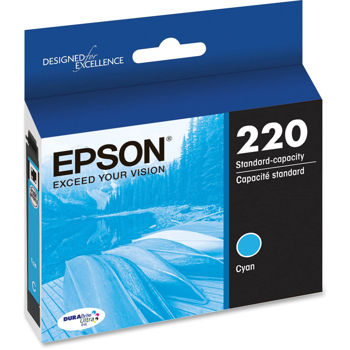 EPSON 220 DURABrite Ultra Ink Standard Capacity Cyan Cartridge (T220220-S) Works with WorkForce WF-2630, WF-2650, WF-2660, WF-2750, WF-2760, Expression XP-320, XP-420, XP-424, 1 Count (Pack of 1) Epson