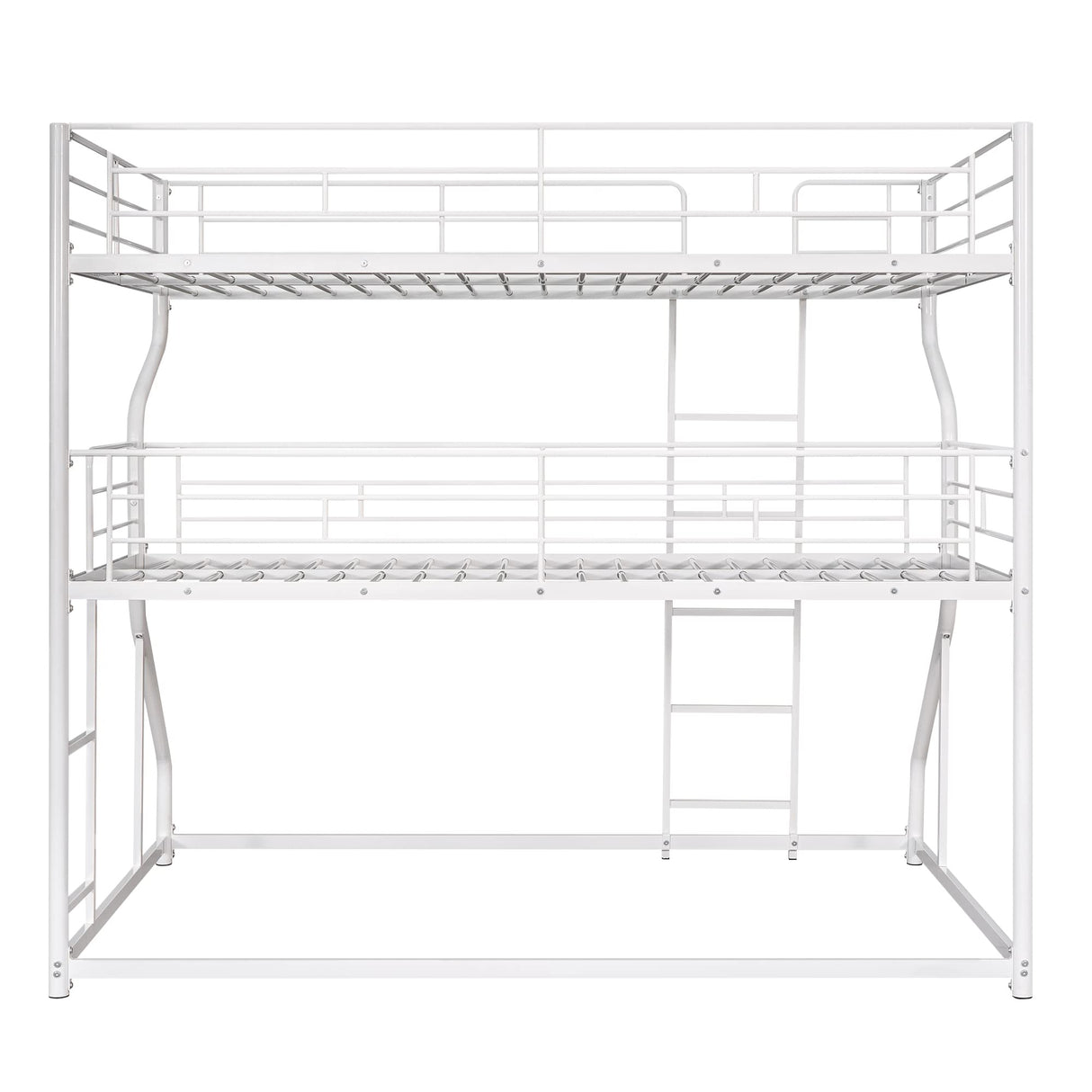 Metal Triple Bunk Beds, Full XL over Twin XL over Queen Bunk Beds for 3, Modern Style Heavy-Duty Steel Frame Bunk Bed with Safety Rail, Built-in Ladder for Bedroom, Dorm, Kids, Teens, Adults (White) Harper & Bright Designs