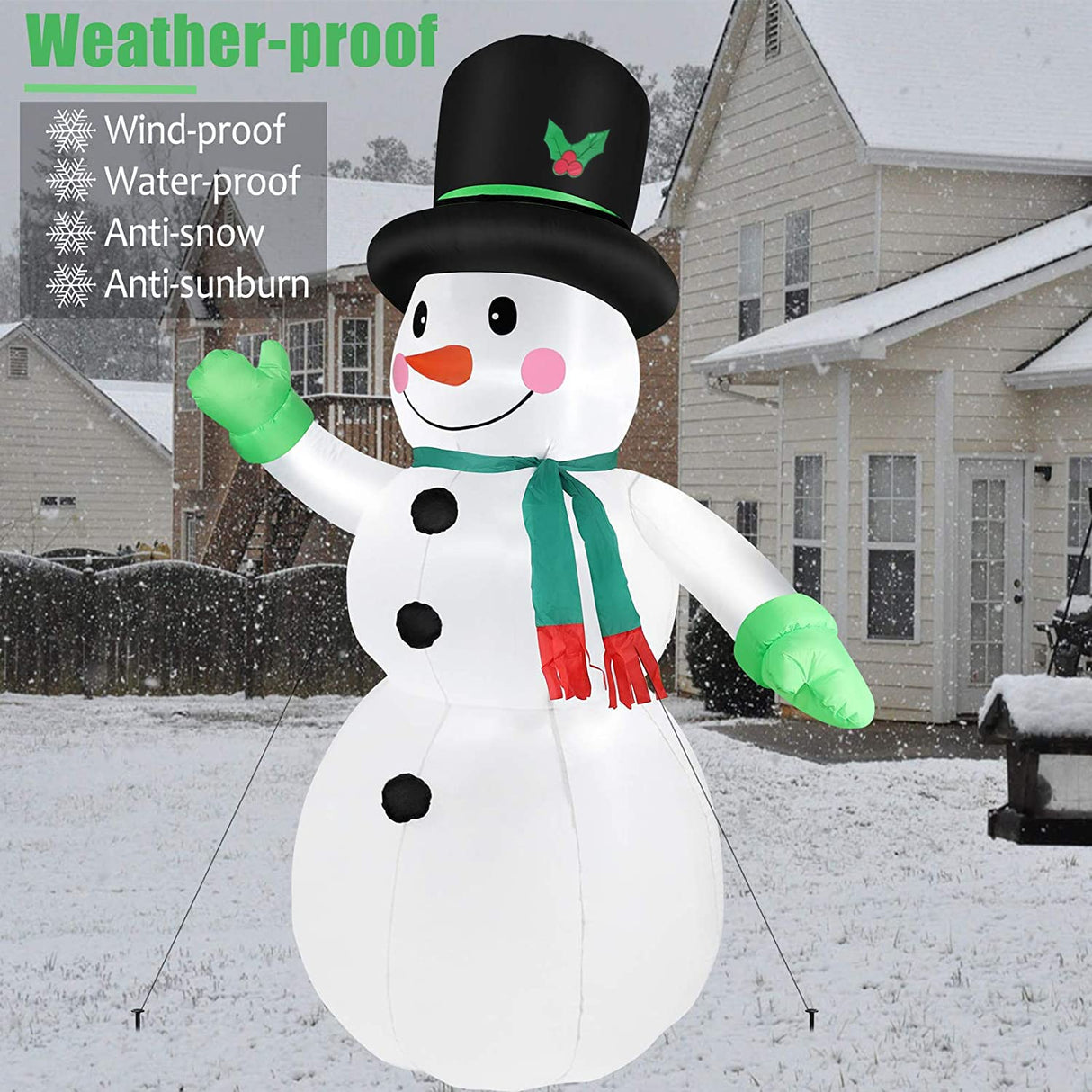 7 FT Christmas Inflatables Snowman Outdoor Yard Decorations, Christmas Blow up Snow Man with LED Lights & Black Hat, Winter Outside Decor for Holiday Party Patio Garden Lawn, Xmas New Year Kids Gifts Thanger
