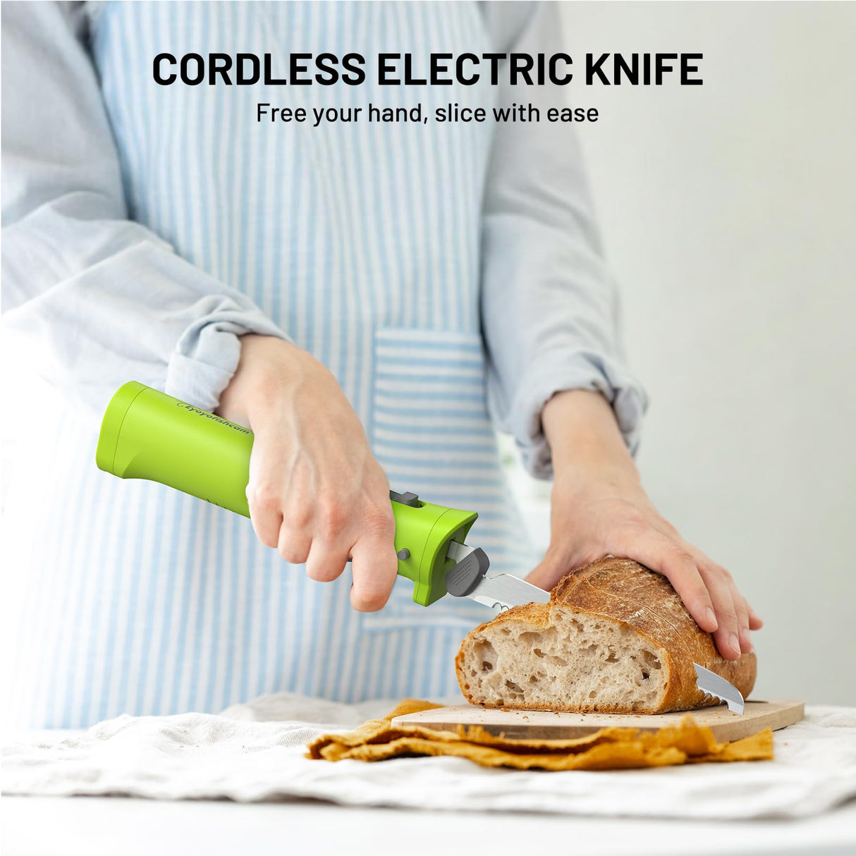 Eyoyofishcam Cordless Electric Knife, Rechargeable Battery Powered Knife w/ 2 Reciprocating Serrated Stainless Steel Blades, for Carving Meat Turkey Fish Fillet Bread Slicing Cutting Eyoyofishcam