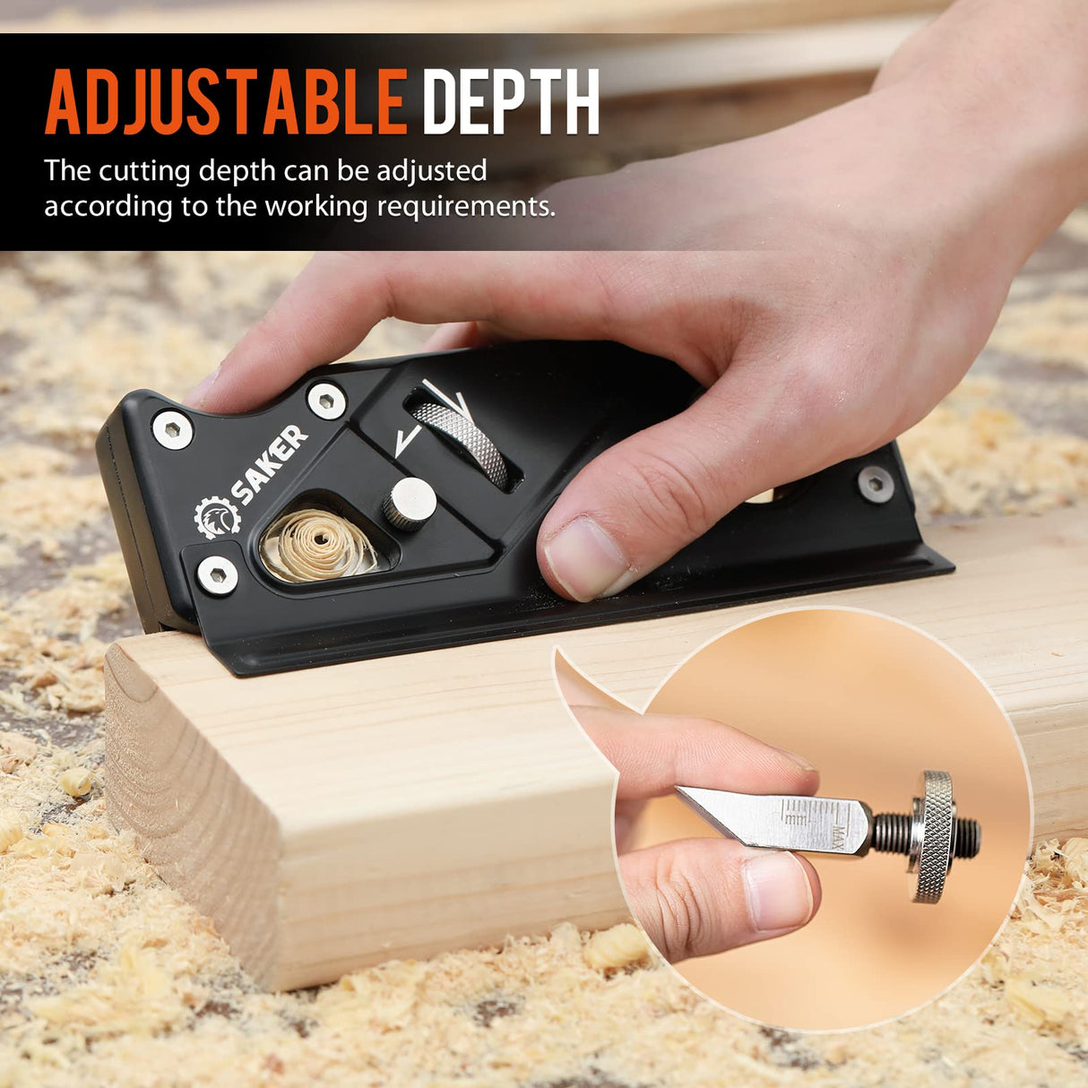 Saker Chamfer Plane-Woodworking Edge Corner Flattening Tool with Auxiliary Locator,Hand Chamfering Planer Suitable for Quick Edge Trimming of Wood (upgrade -1 Cutter Head, Black) Saker