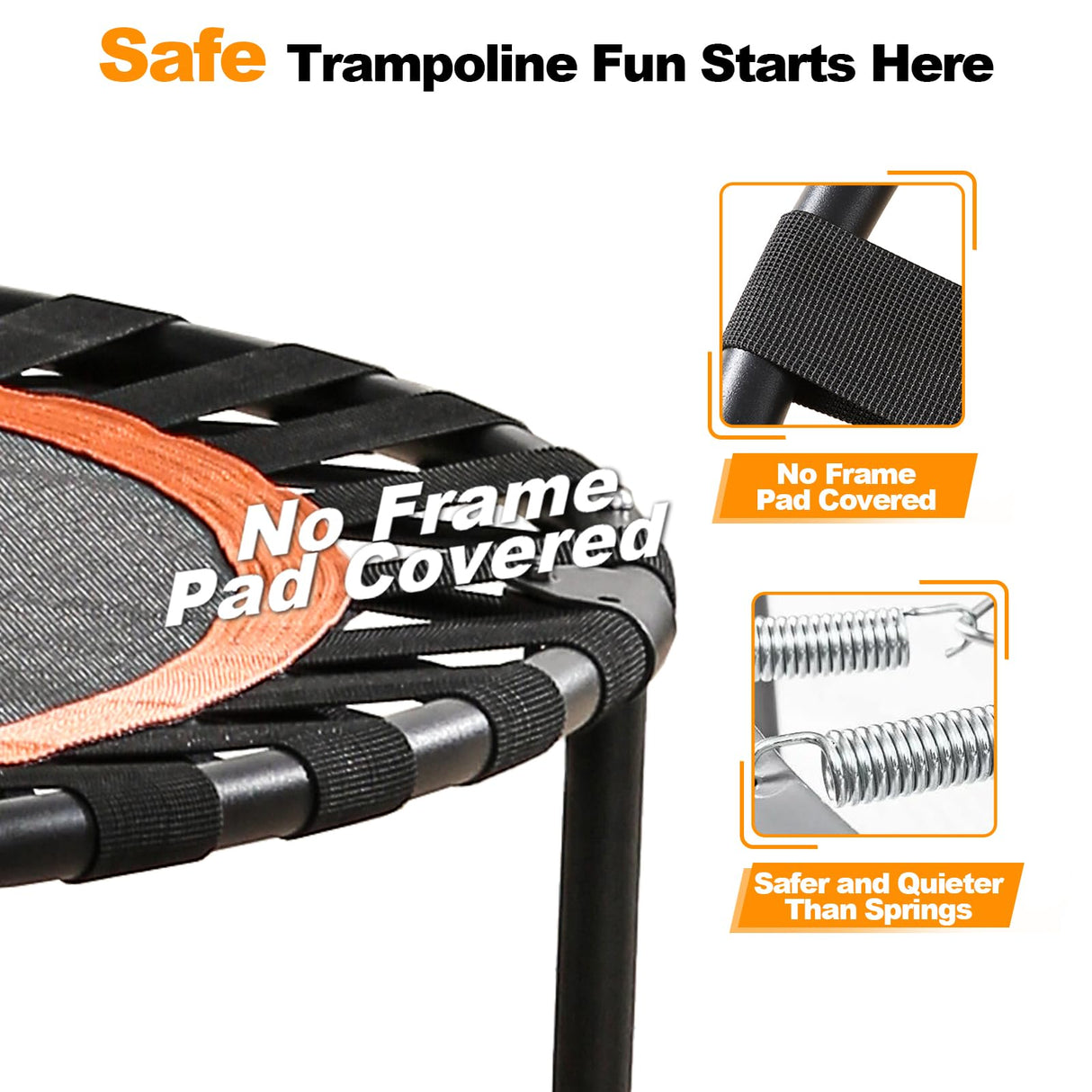 40"/48" Foldable Mini Trampoline Load 330lbs,Portable Exercise Rebounder Trampoline with Adjustable Foam Handle,Fitness Trampoline for Adults (40 in with handrail) FitinOne