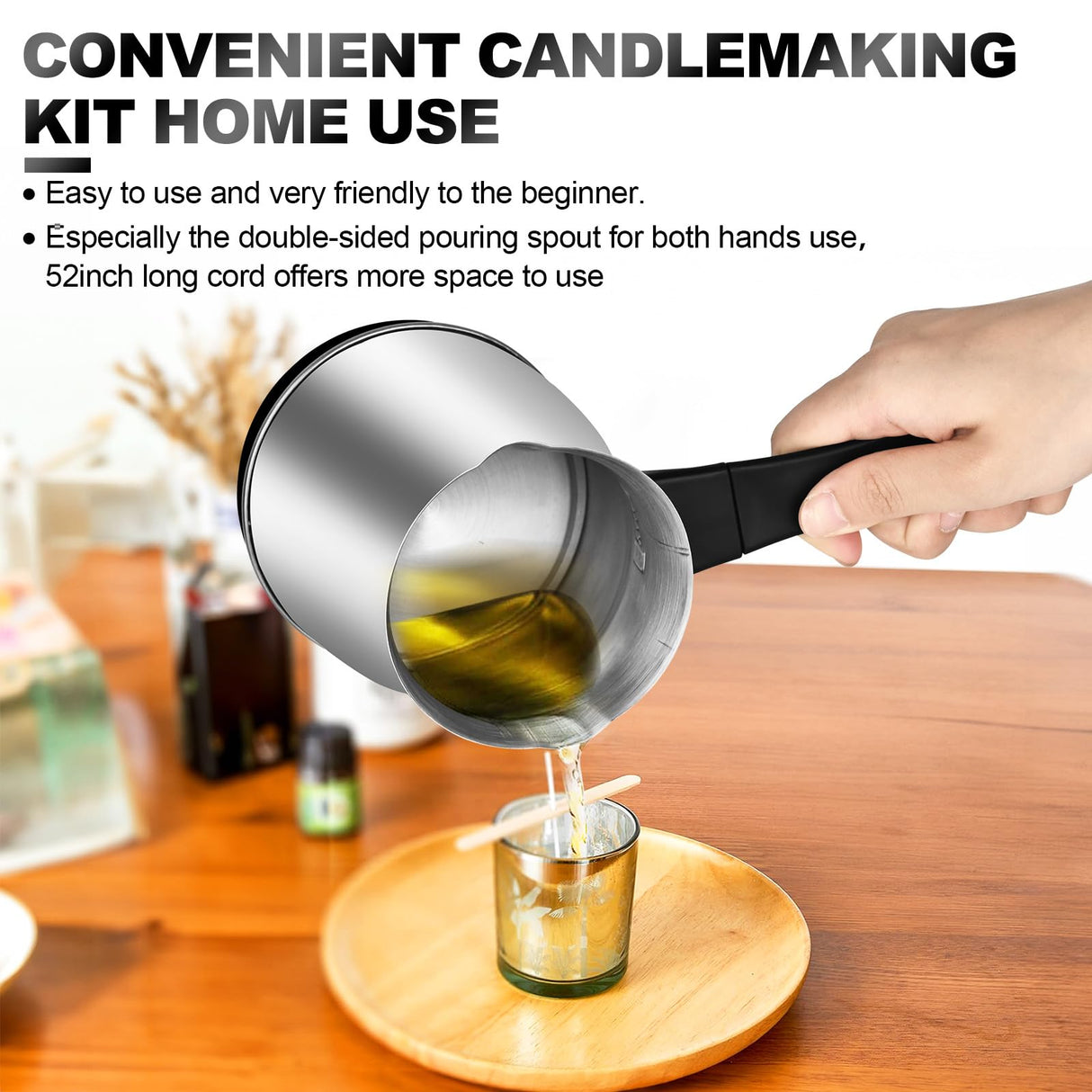 Candle Making Kit with Wax Melter,Electric Candle Wax Melter for Candle Making, Stainless Steel Wax Melting Pot, 52IN Power Cord,Candle Making Supplies POLYHNIA