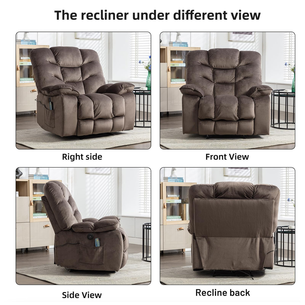 HAOMARKETS Oversized Power Recliner Chair with Massage and Heat, 41" Wide Electric Reclining Chairs with USB Port, Breathable Fabric Overstuffed Reclining Sofa for Living Room Bedroom (No Lift) HAOMARKETS
