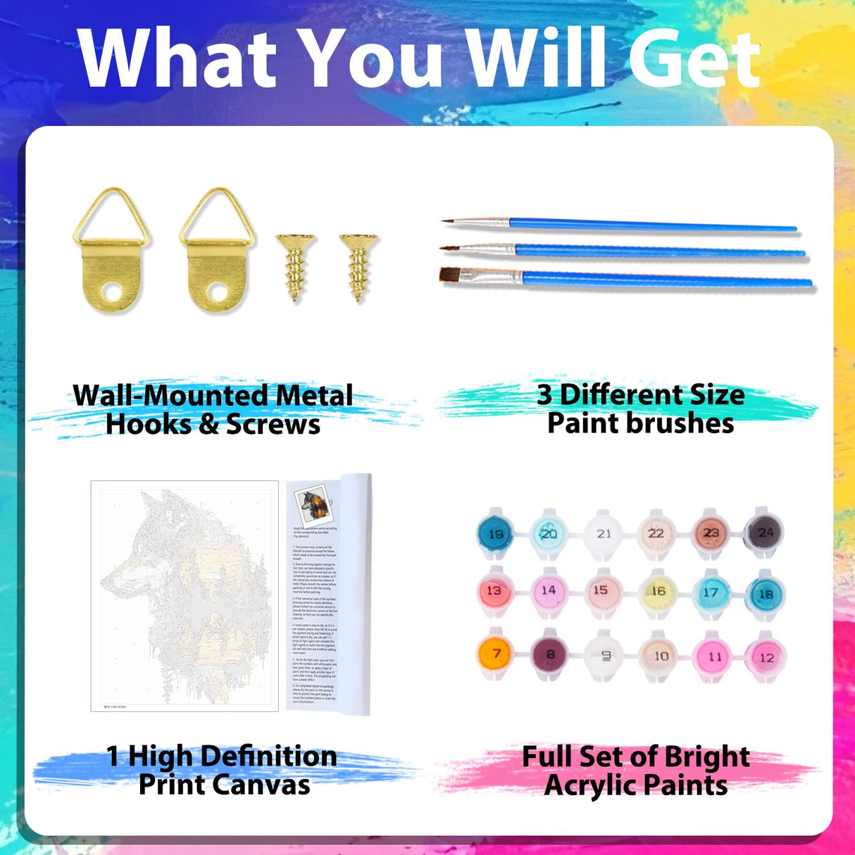 xcemhil Wolf Paint by Numbers Kit for Adults, Wolf Painting by Numbers, Adult Paint by Number Kits Suitable for Gifts and Interior Decor 16x20 Inch xcemhil