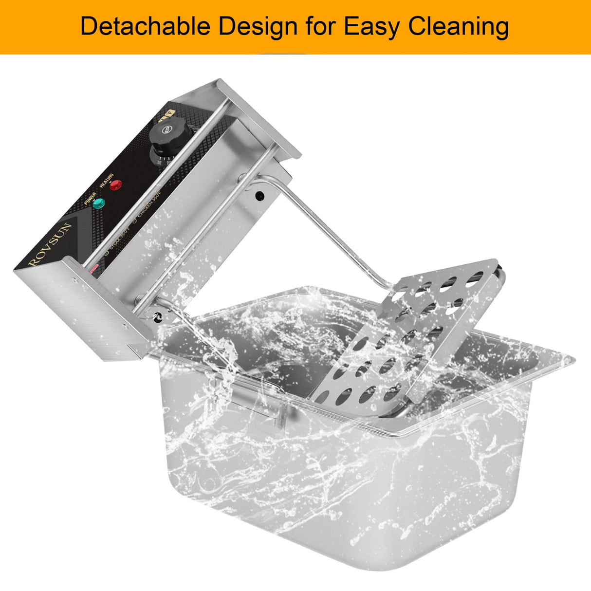 ROVSUN 22.8QT Electric Deep Fryer w/ 2 Baskets & Lids, 21.8L Stainless Steel Commercial Double Fryer, Countertop Kitchen Frying Machine w/Temperature Control, French Fries Donuts 5000W ROVSUN