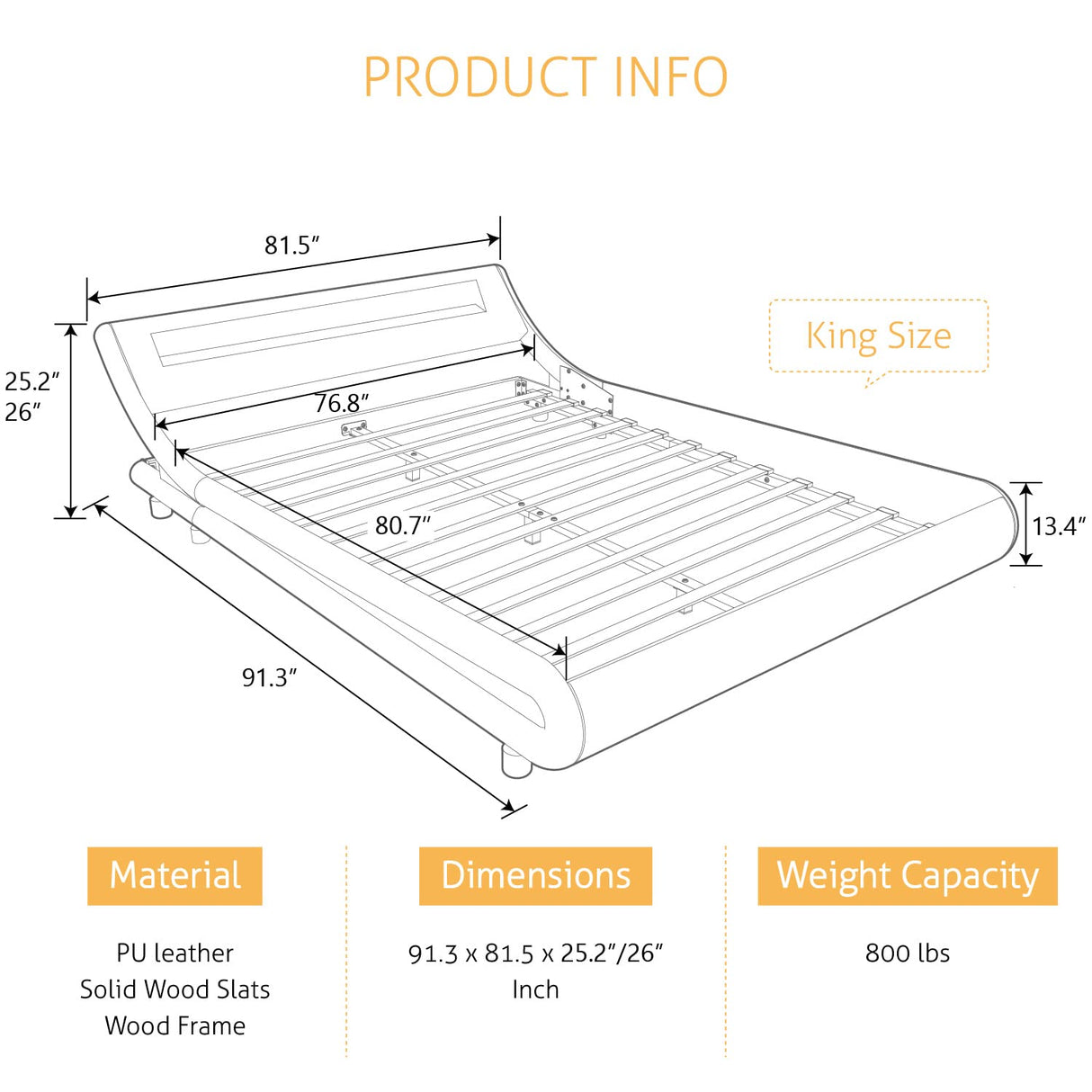 SHA CERLIN LED King Deluxe Upholstered Bed Frame - Adjustable Grey Sleigh Design with Music Sync Lighting SHA CERLIN