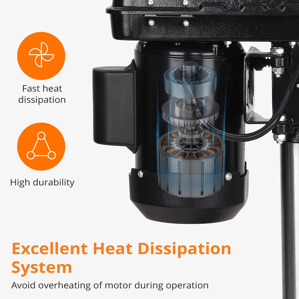 8 Inch Benchtop Drill Press, 2.5Amp Benchtop Drill Machine, 5 Speed Adjustable, Swing Distance 0-45° Tiltling Tabletop Drilling Machine for Wood, Metal PioneerWorks