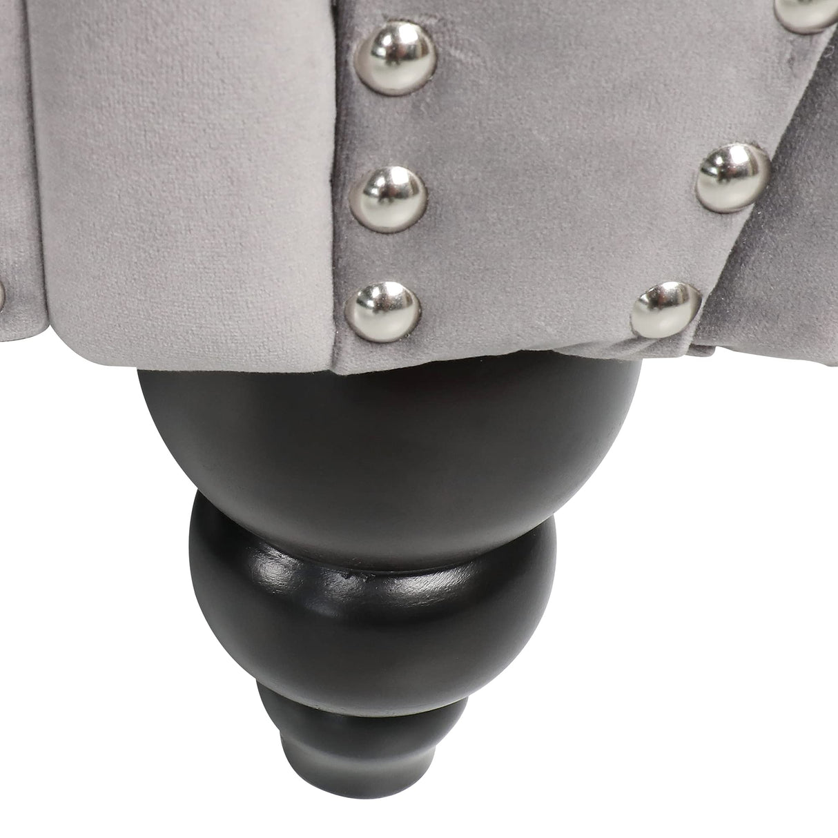 ONCIN Velvet Chesterfield Sofa, 84'' Modern Tufted 3 Seater Couch with Scroll Arms and Wood Legs for Living Room Bedroom (Gray), Grey Velvet, 84 In Chesterfield Sofa ONCIN