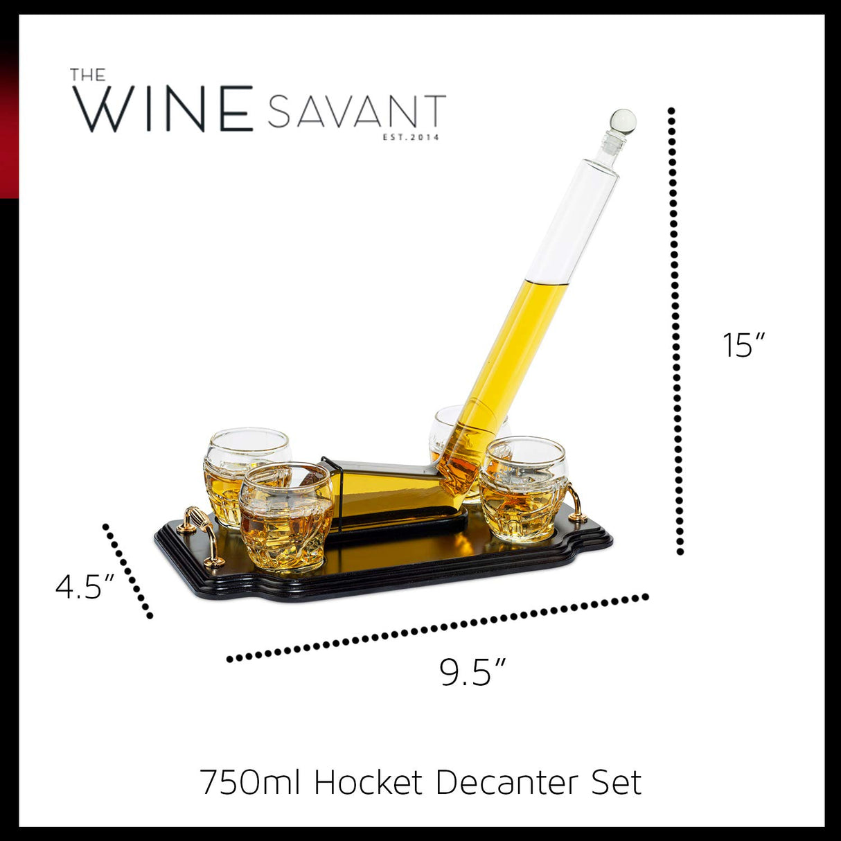 Ice Hockey Whiskey Decanter Set with 4 Unique Helmet Glasses, 750ml Decanter and 8oz Glasses – Perfect for Hockey Fans Gift, Whiskey Lovers, Sports Enthusiasts, Fathers, or Holidays by The Wine Savant The Wine Savant
