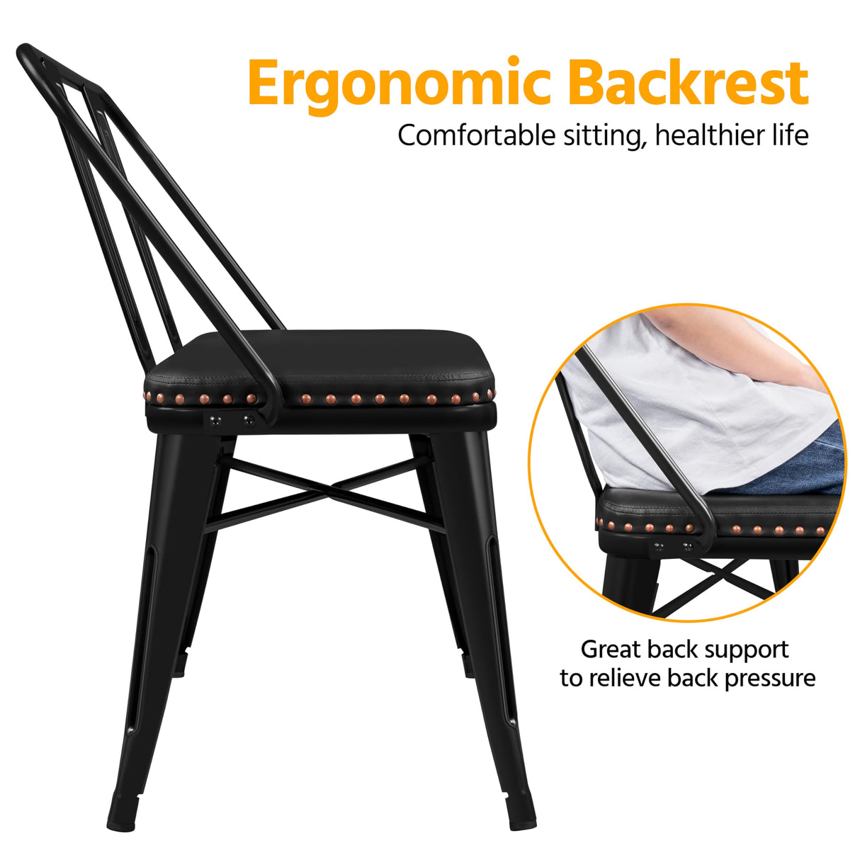 Yaheetech Farmhouse Dining Bench Industrial Metal Bench with Upholstered Seat with and Removable Backrest for Entryway, Garden, Backyard, Black Yaheetech