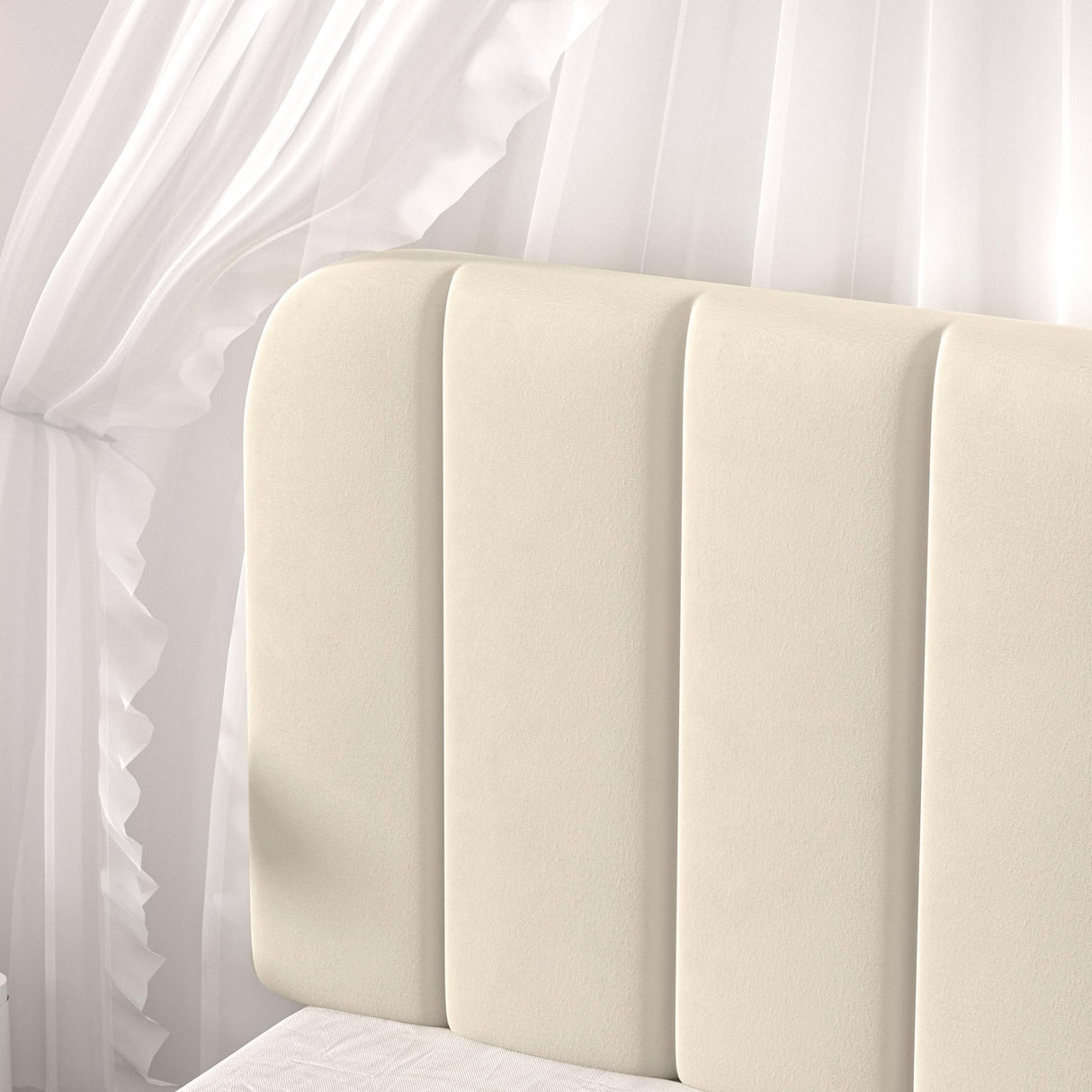 VECELO Twin Size Bed Frame with Upholstered Headboard, Velvet Platform Bedframe Mattress Foundation, Strong Wood Slat Support, No Box Spring Needed,Velvet Beige VECELO