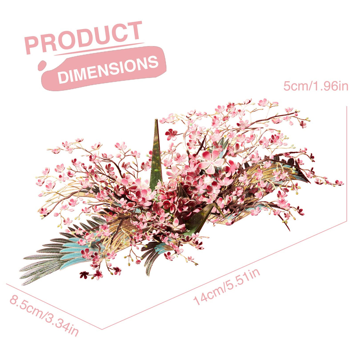 Piececool 3D Metal Model Puzzles for Adults, Peach Blossom Wish Cranes Model Building Kits, Brain Teaser Puzzle Beautiful DIY Craft Kits Great Birthday, 65Pcs Piececool