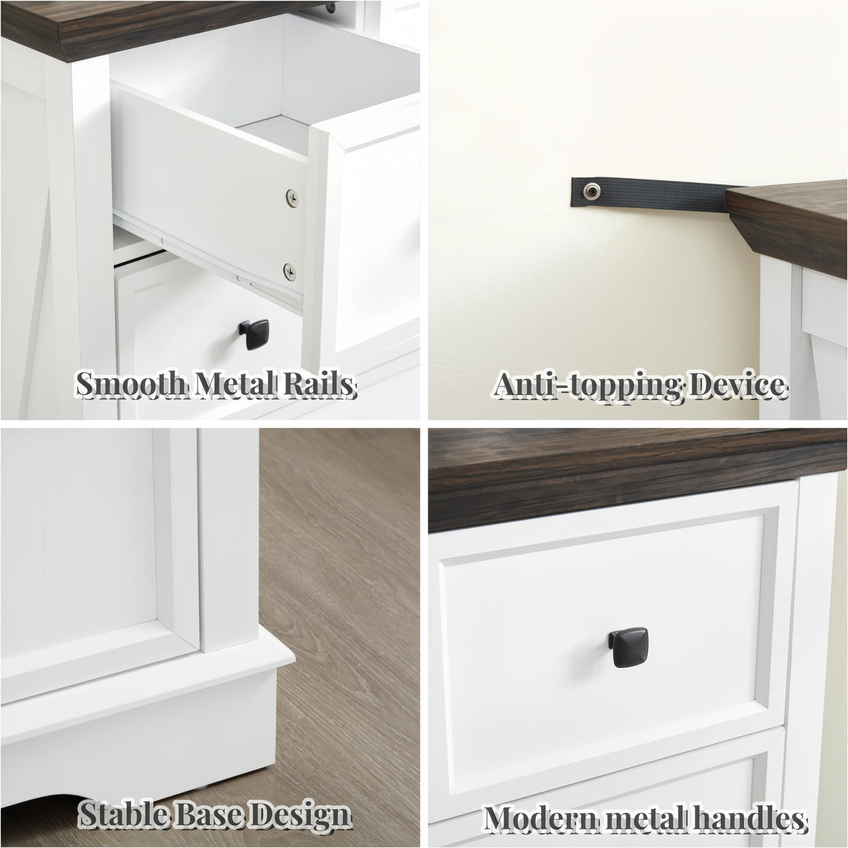 CKEASEAN 6 Drawer Dresser, Farmhouse Dresser, Nightstand Chest of Drawer for Bedroom, Wood Storage Chest of Drawers Storage Cabinet for Living Room, Hallway,Entryway (White, 6 Drawer) CKEASEAN