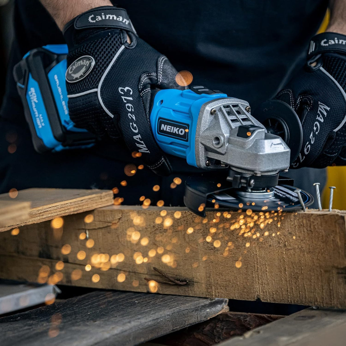 NEIKO 10881A Cordless Angle Grinder, 4 1/2-Inch Grinder with Variable Speed, 20V 4.0A Li-ion Rechargeable Battery, Powerful 8,000 rpm Brushless Motor, Grinders Power Tools, Cordless Grinder Tool NEIKO