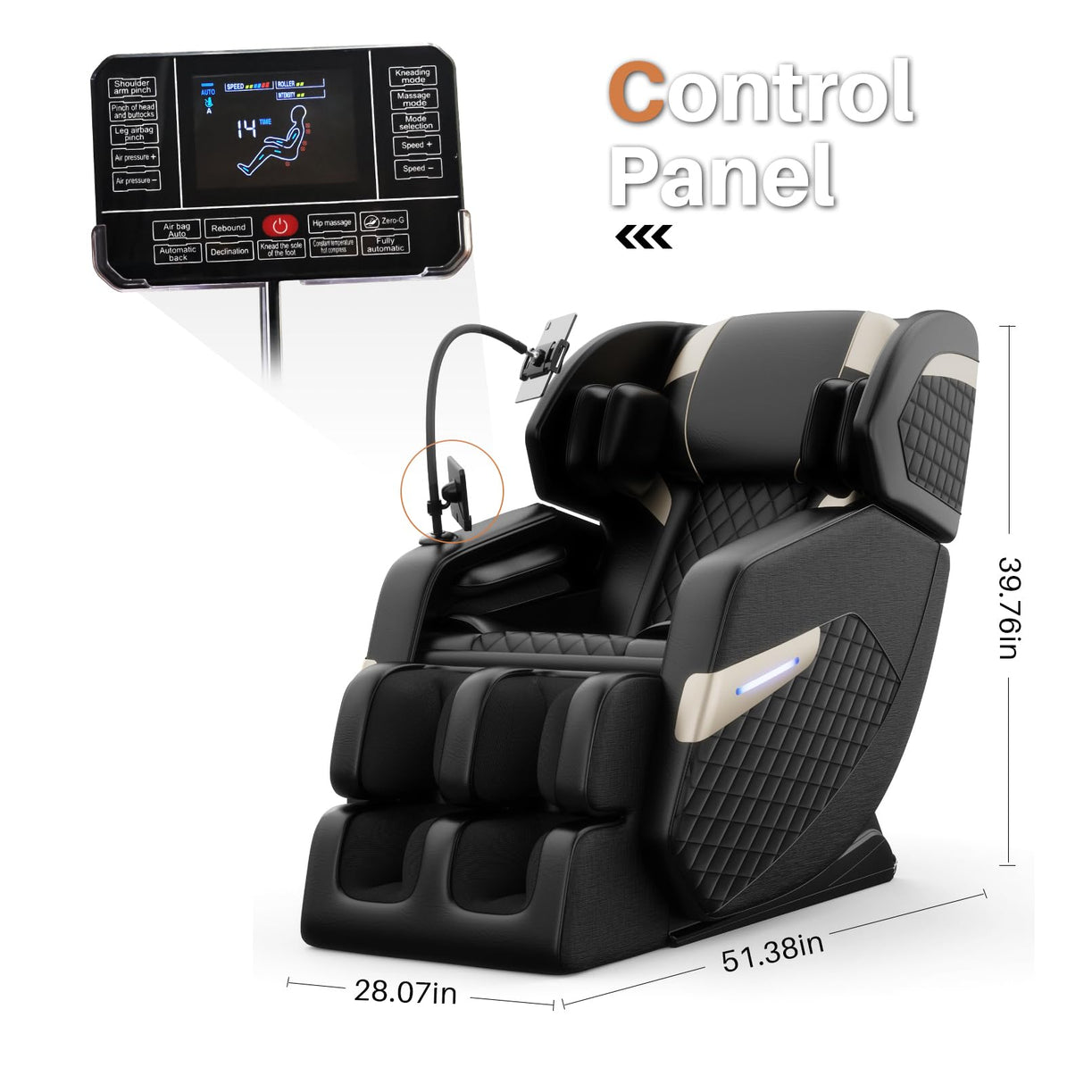 Massage Chair Full Body, Zero Gravity Massage Chair with Auto Modes, Airbag Massage, Foot Massage, Heating, Touch Screen Controller, Home Relaxation Recliner with Massage, Black/Diamond Pattern Msutree