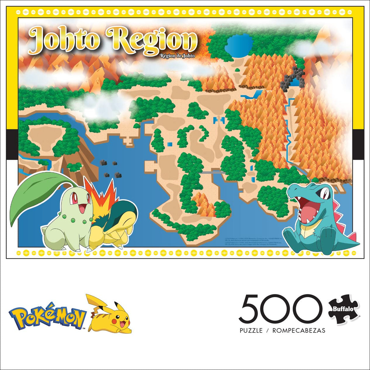 Buffalo Games - Pokemon- Johto Region - 500 Piece Jigsaw Puzzle for Adults -Challenging Puzzle Perfect for Game Nights - Finished Size is 21.25 x 15.00 Buffalo Games