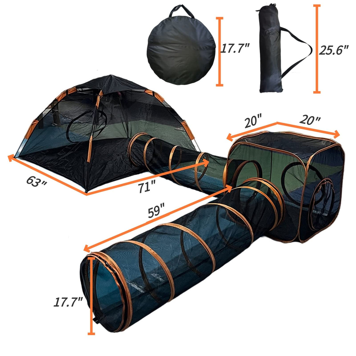 Catio Outdoor Cat Enclosures for Indoor Cats, 4-in-1 Outside Large Playground Include Portable Cat Tent and Tunnel, for Cats and Other Pets Crenailro