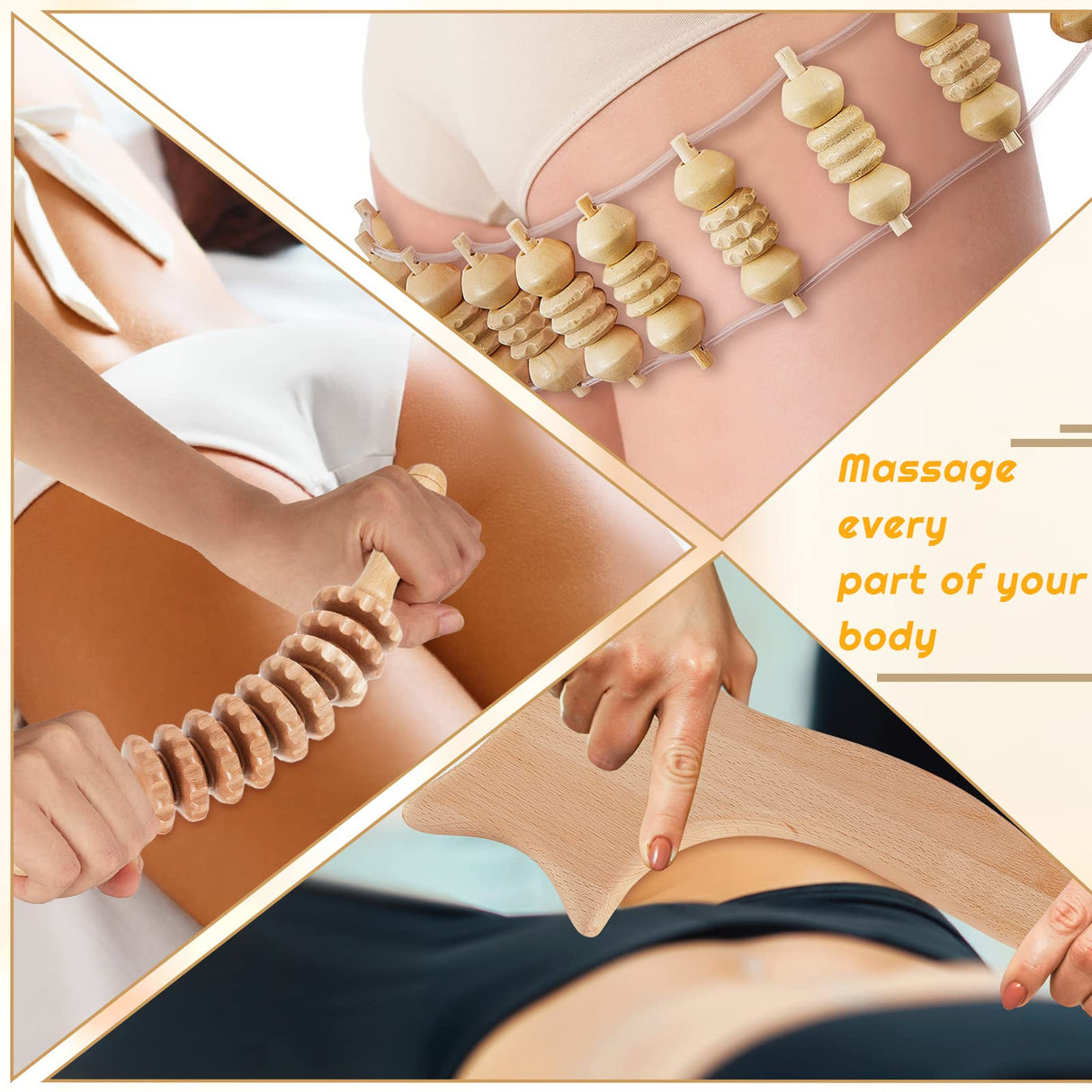 16-in-1 Wood Therapy Massage Tools Set Maderoterapia Kit Therapy Tools for Body Sculpting Muscle Pain Relief Lymphatic Drainage Women Face Wood Roller Fascia Massage Boao