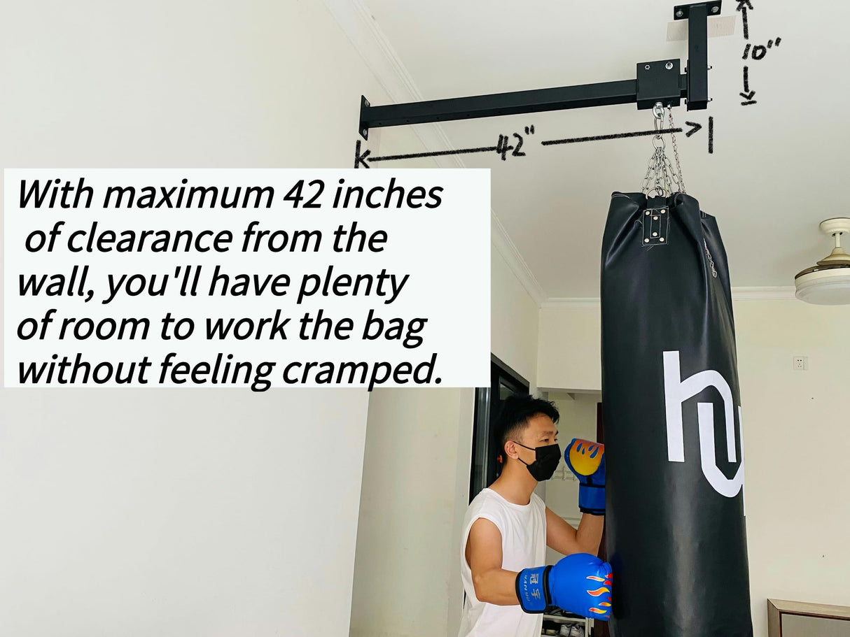 Wall Ceiling Heavy Bag Hanger Roller Mount Saving Space 42'' Long Ease Adjust for Heavy Punching Bags up to 300 LBS shikoyi