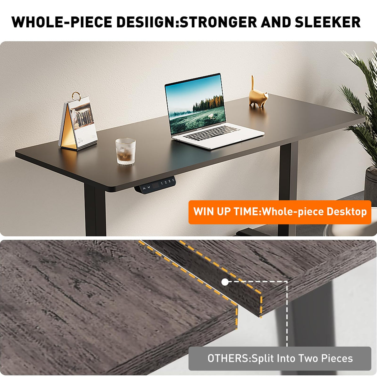 Win Up Time Electric Standing Desk Whole Piece Desktop Height Adjustable Desk- Standing Computer Desk, Sit to Stand Desk, Electric Stand Up Desk on Wheels Win Up Time