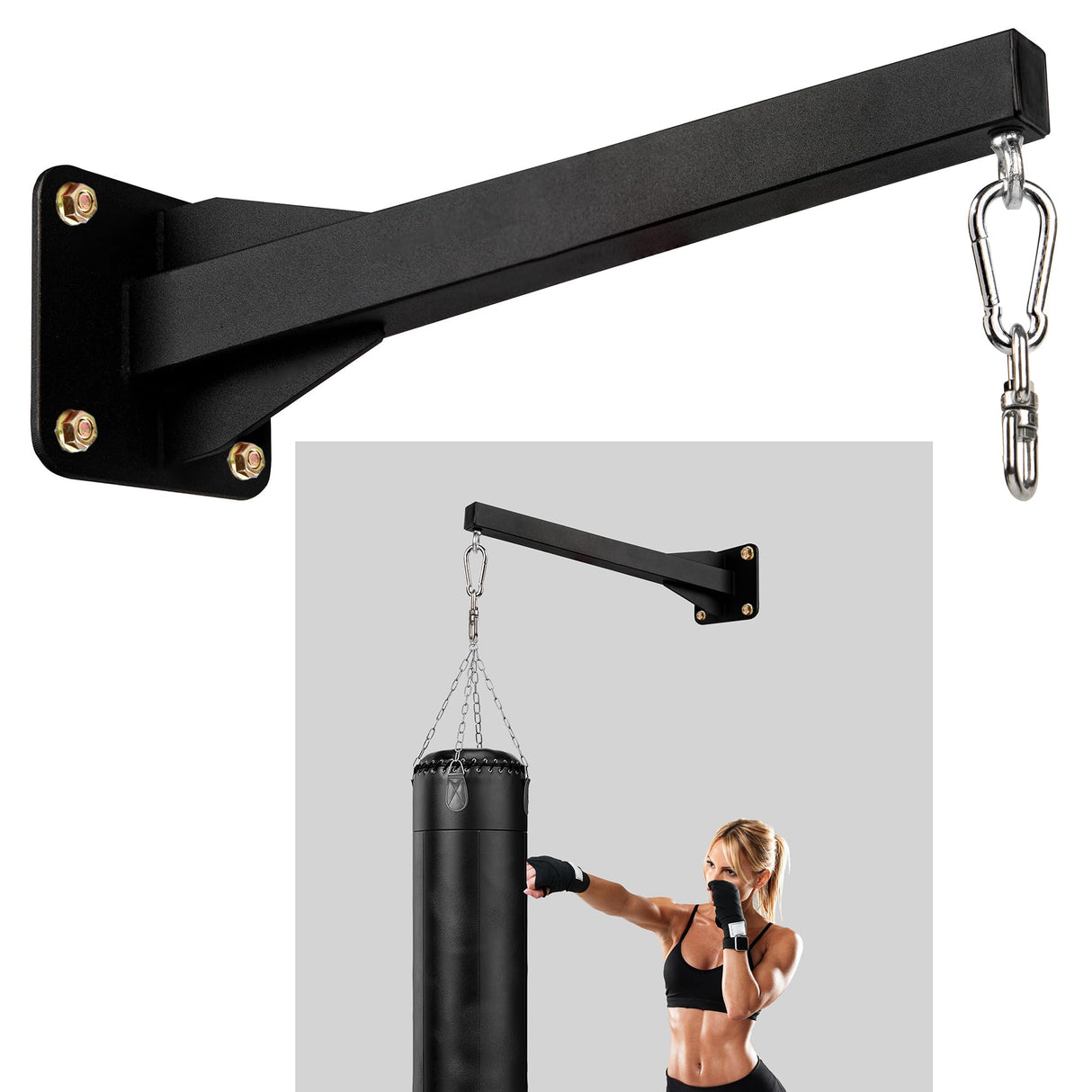 YZZHAJ Heavy Punching Bag Wall Mount Hanger,Heavy-Duty Boxing Bag Bracket,Punching Bag Mount Stand for Muay Thai and MMA Training, 360 Rotation Swivel Hook Matte Black YZZHAJ