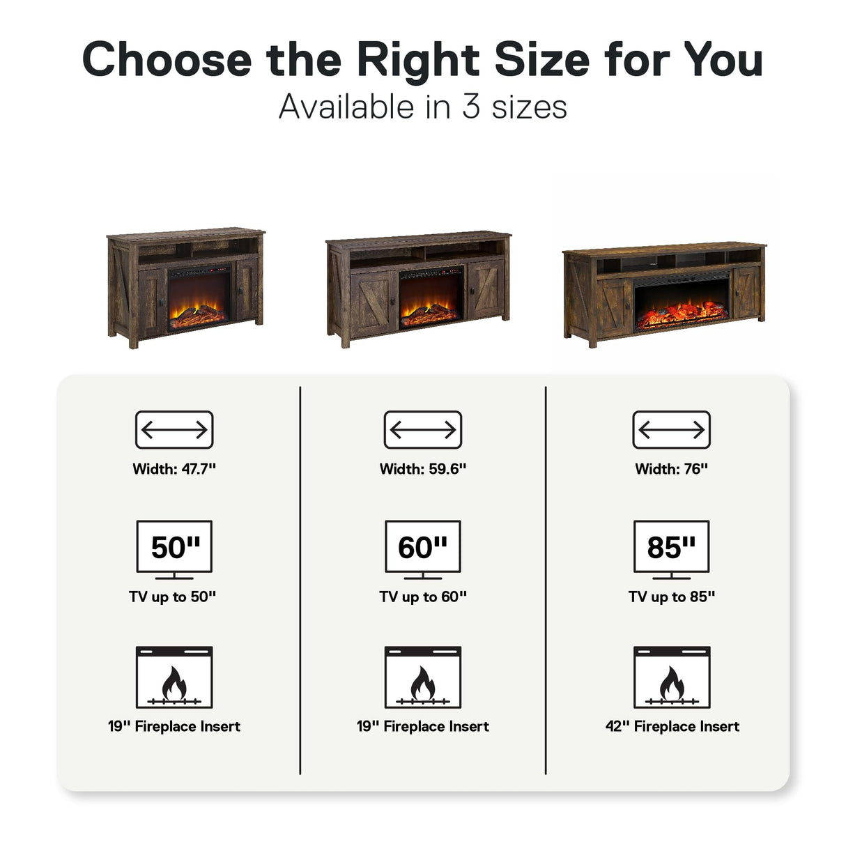 Ameriwood Home Farmington Electric Fireplace Console for TVs up to 60", Rustic Ameriwood Home