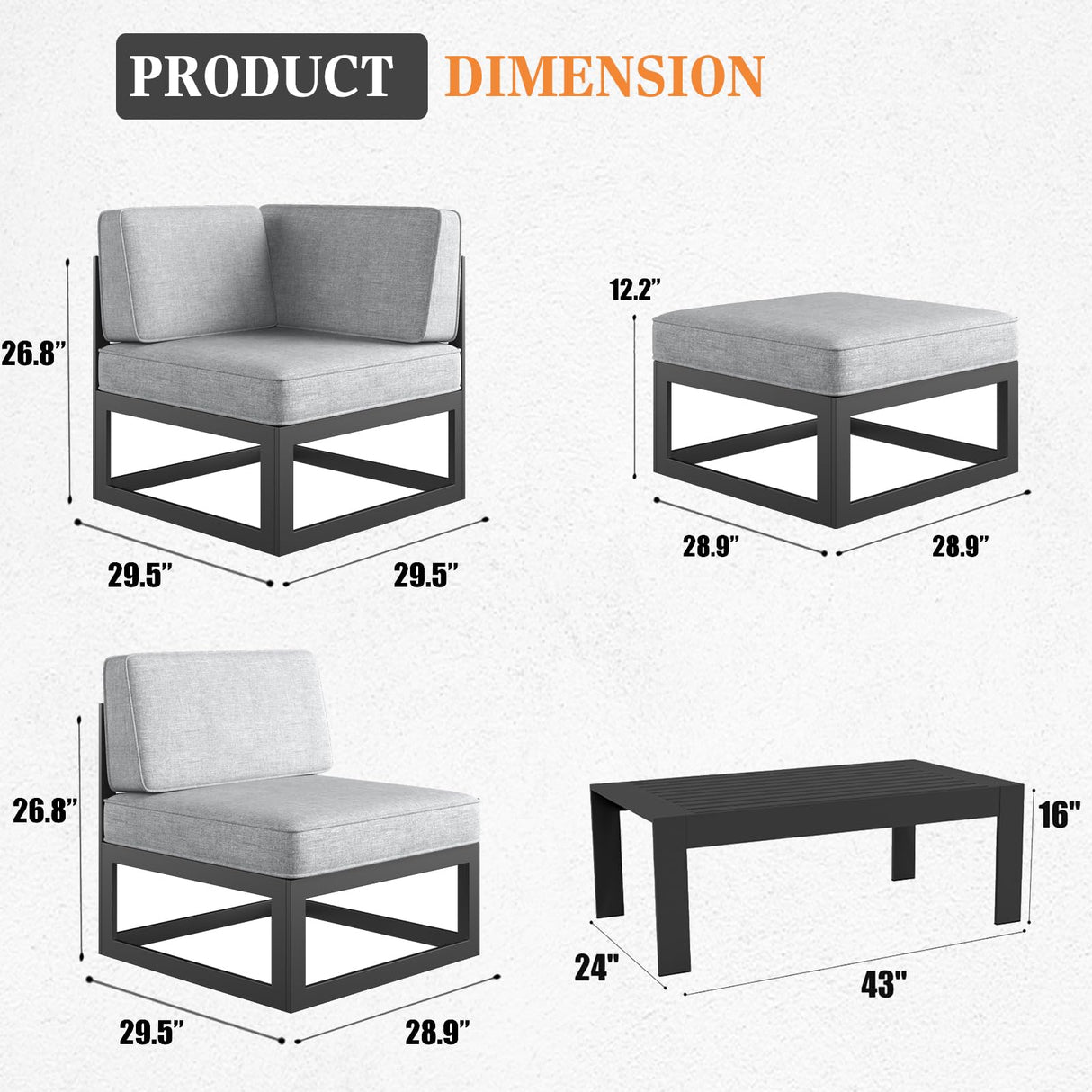 Vakollia 11 Pieces Aluminum Patio Furniture Set with Coffee Table, Metal Outdoor Conversation Sofa Set witVah Seating Cushions Vakollia