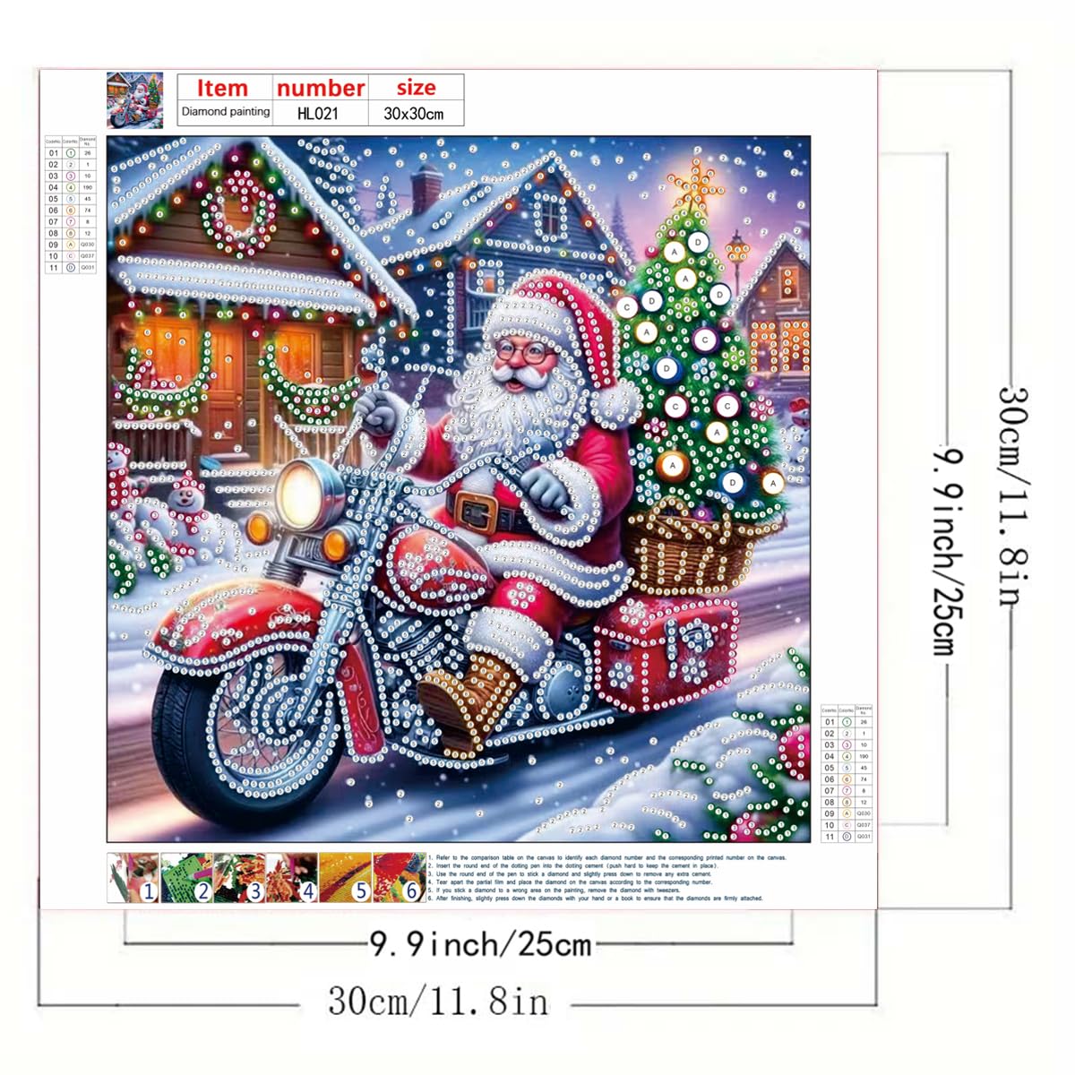 GEMFAMILY Diamond Art Kits for Adults Beginner,Special Shape Diamond Painting Kits for Santa Claus On Motorcycle,DIY Crystal Rhinestones Christmas Painting for Home Wall Decor11.8 x 11.8Inch GEMFAMILY